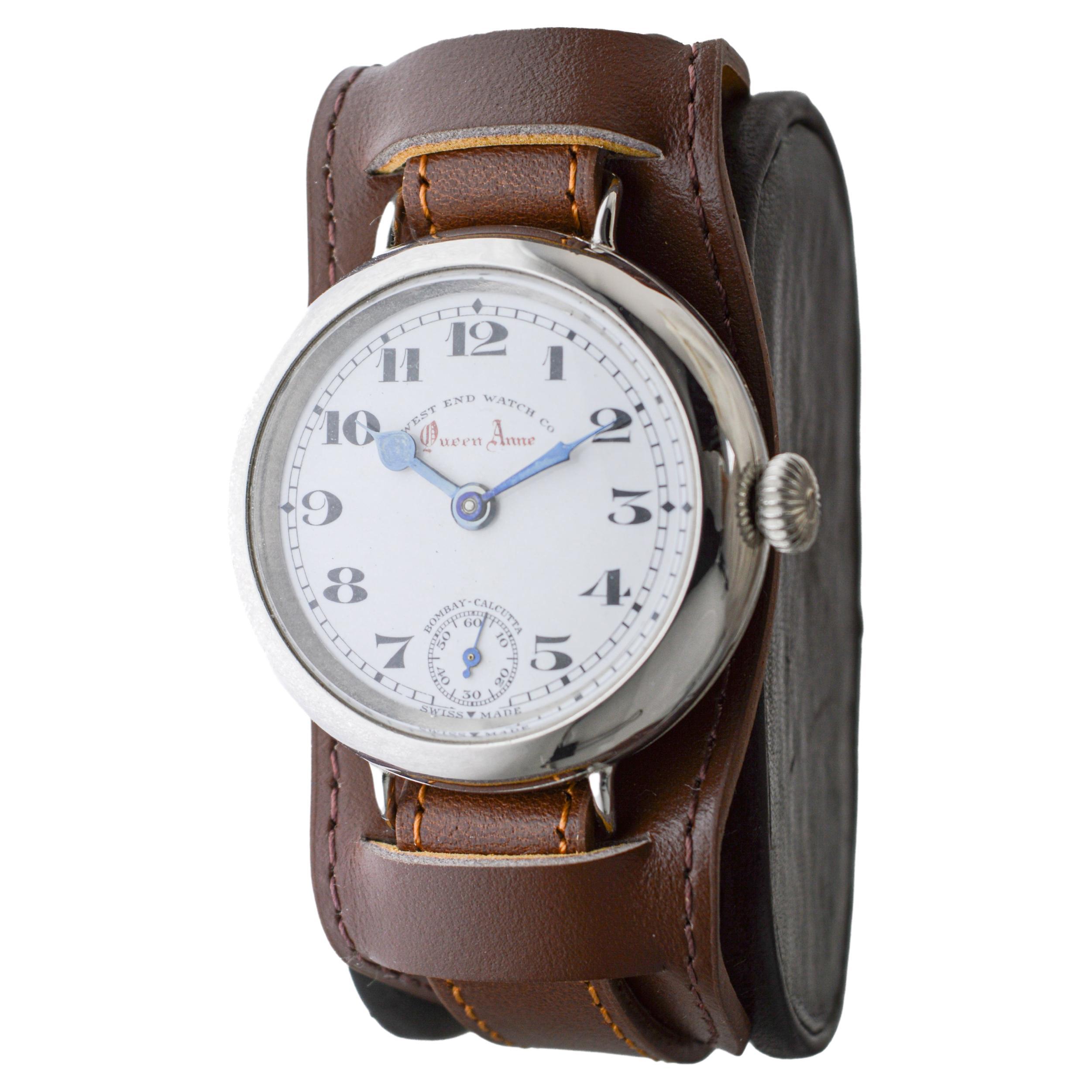 West End Watch Company Queen Anne Steel British Broad Arrow Pilots Watch 1915's in vendita 1