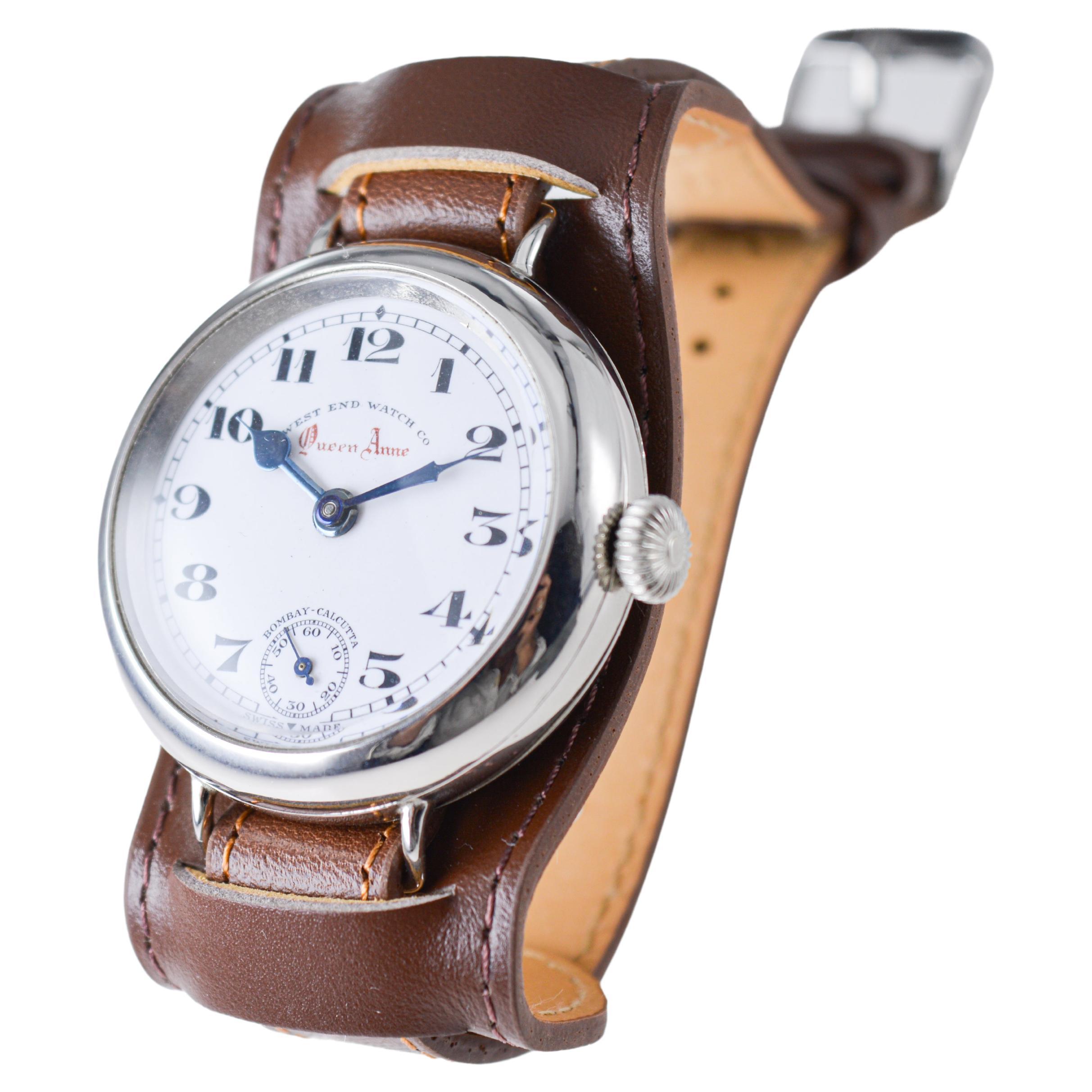 West End Watch Company Queen Anne Steel British Broad Arrow Pilots Watch 1915's in vendita 2