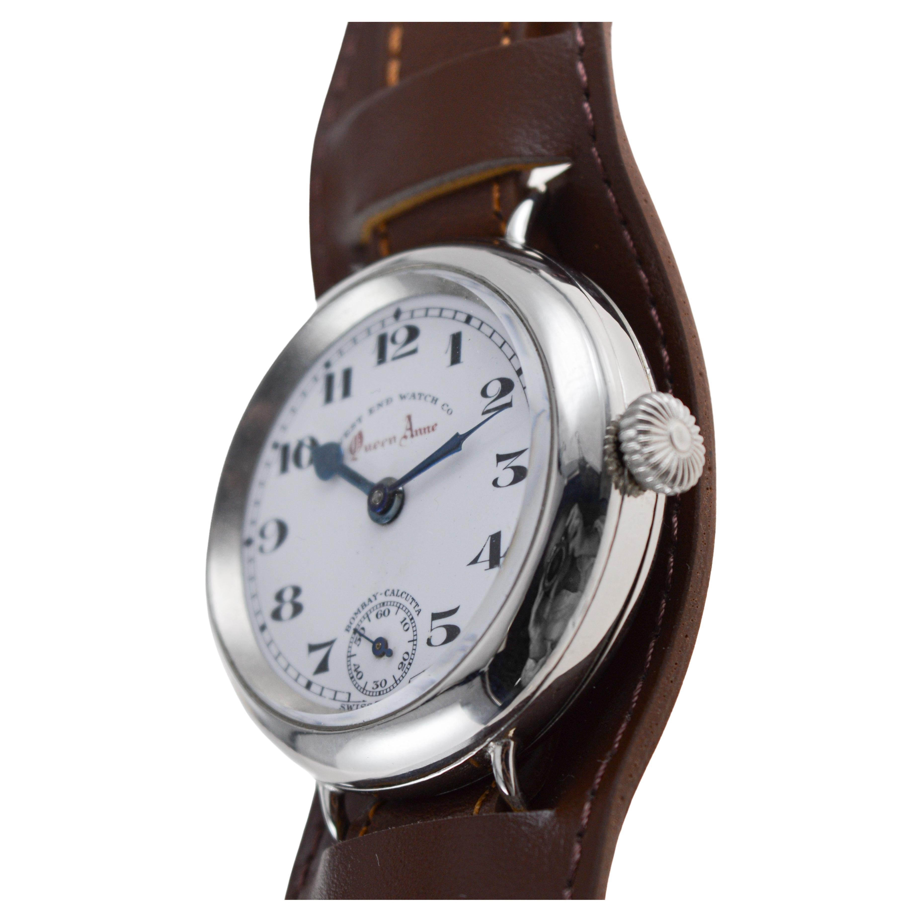 West End Watch Company Queen Anne Steel British Broad Arrow Pilots Watch 1915's in vendita 4