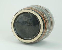 west german 1950s VASE scheurich model 239-30 stripe decor brown orange and whit