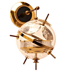 West German BGM Mid-Century Brass & Plexi Wall or Desk Sputnik Weather Station