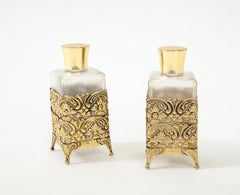 West German Brass, Glass Perfume Bottles