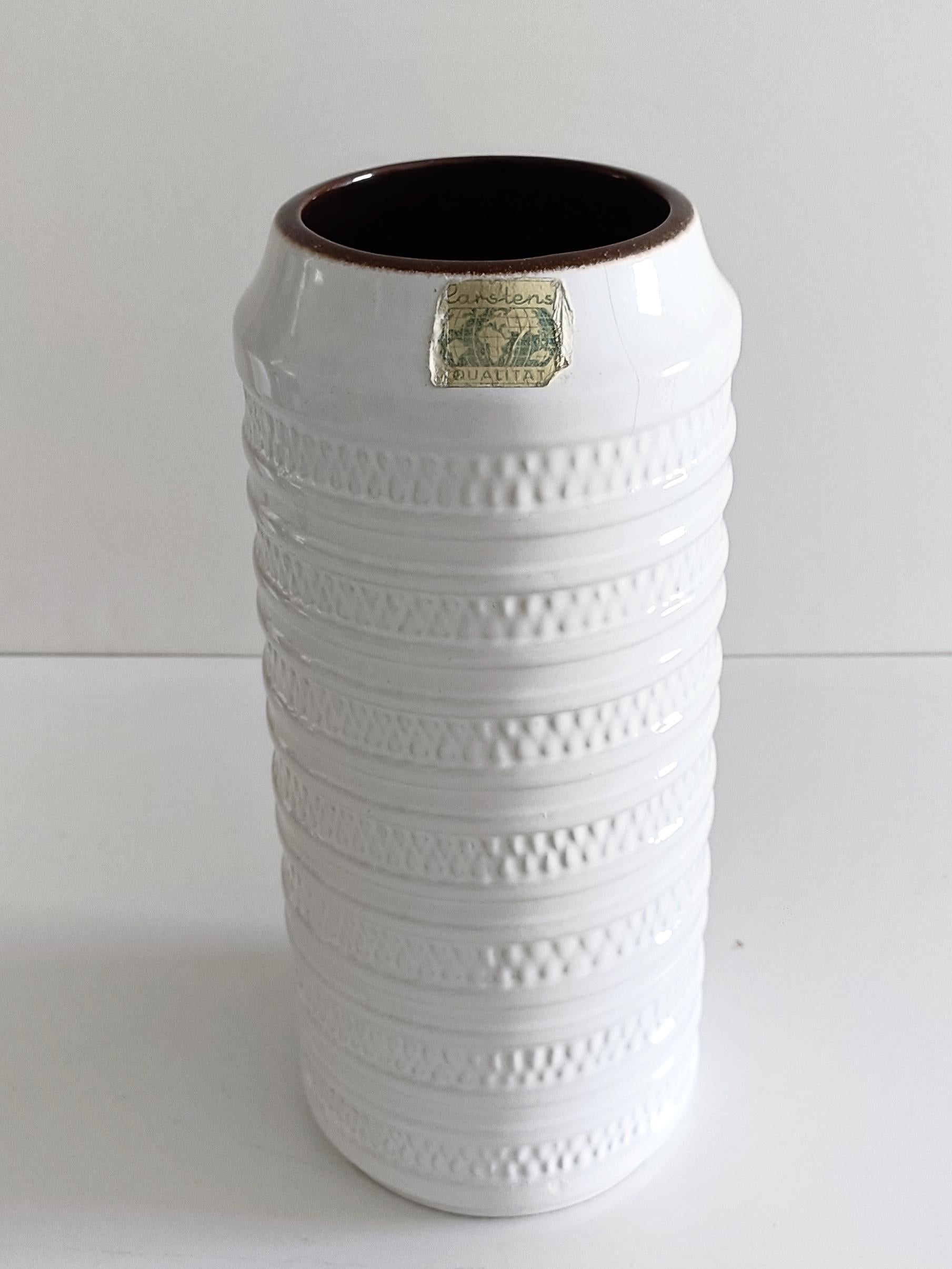 West German Carstens Tonnieshof White Glaze Ceramic Vintage Vase, 1960s 5