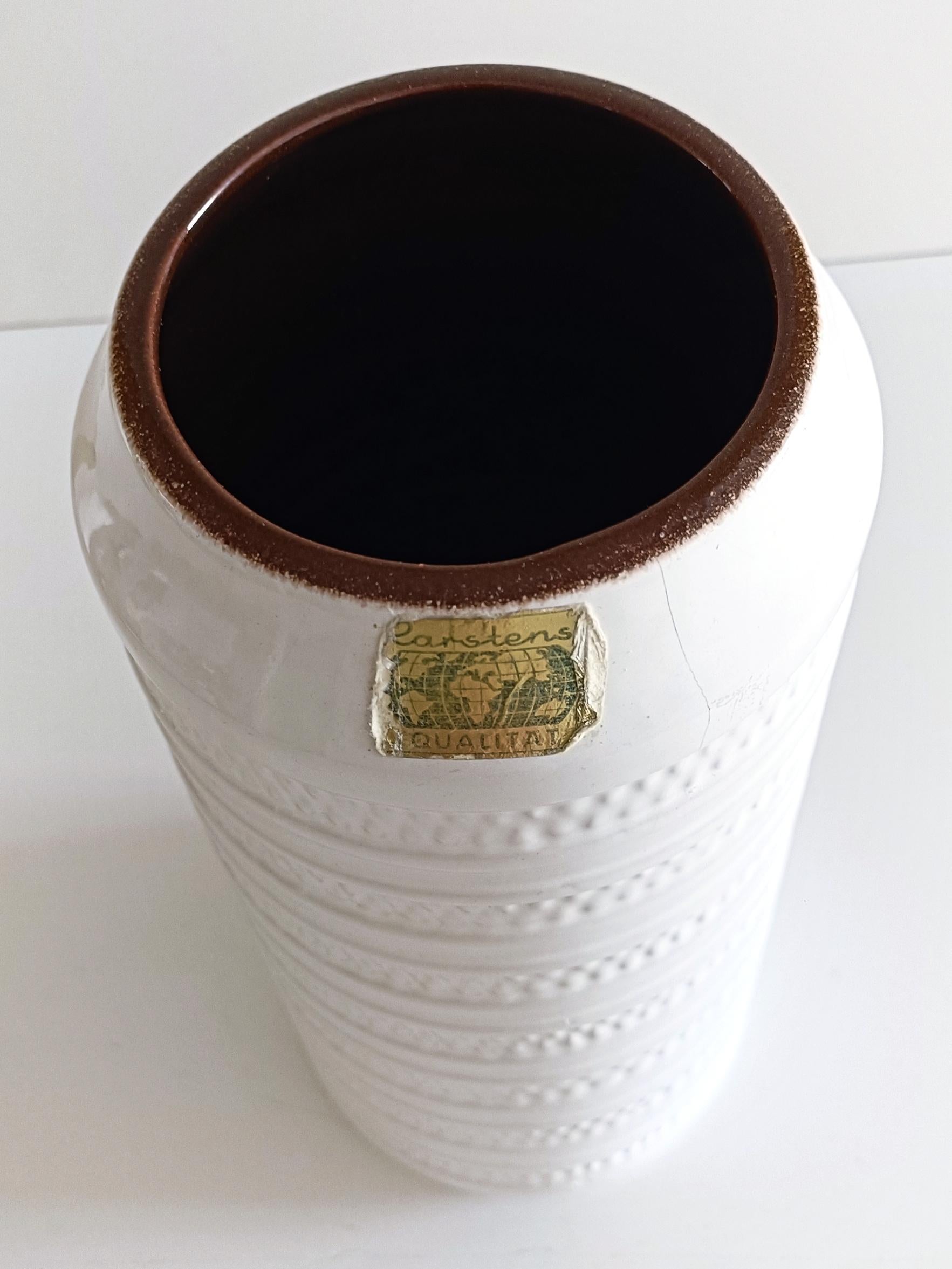 West German Carstens Tonnieshof White Glaze Ceramic Vintage Vase, 1960s 8