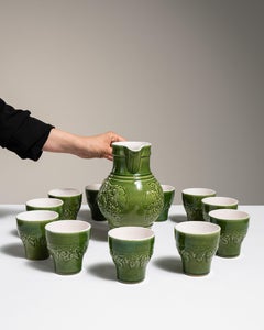 Service à café en céramique ouest-allemand, finition émaillée, style vintage, années 1970