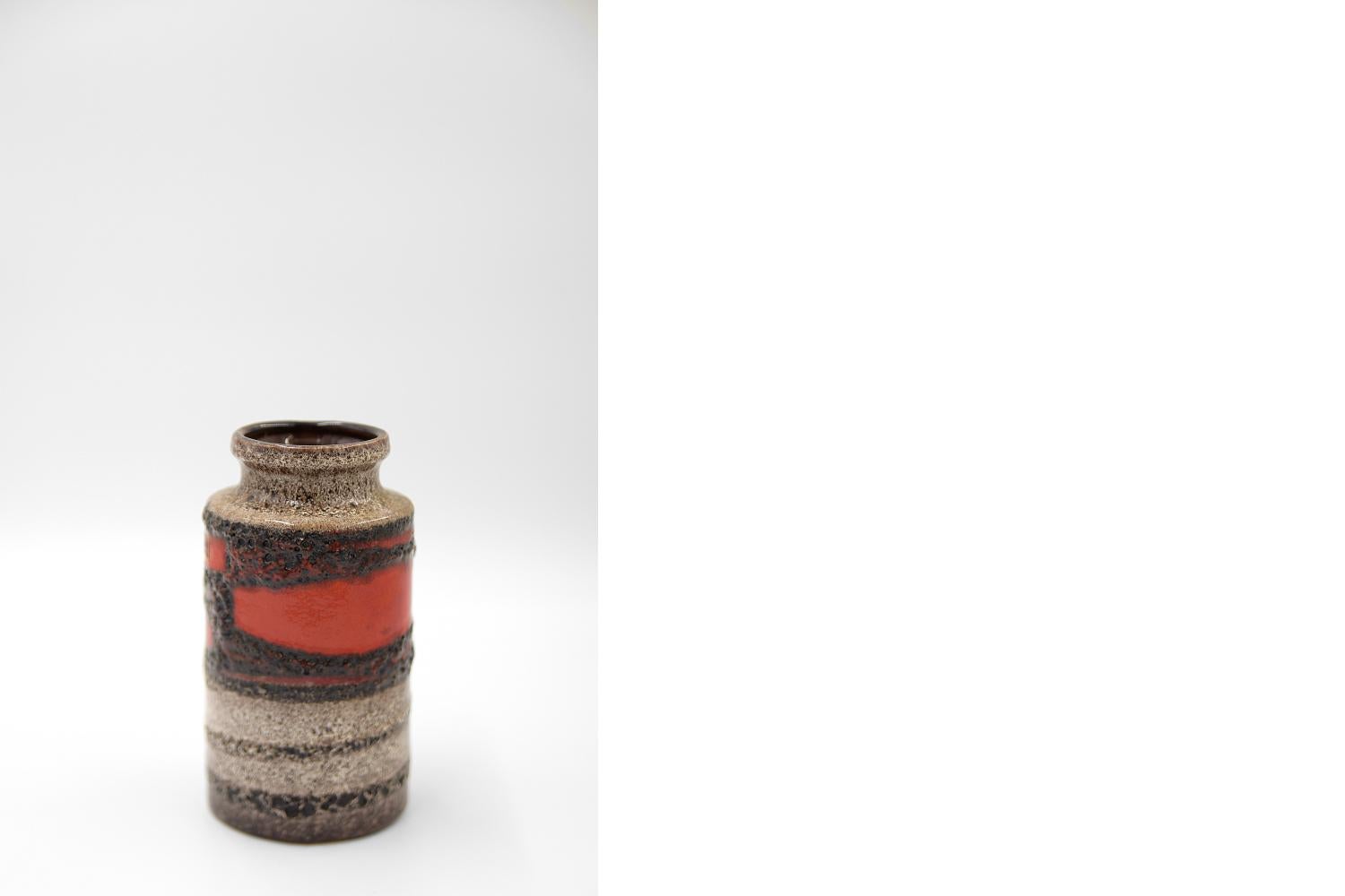 Vase vintage d'origine Allemagne de l'Ouest en céramique lave grasse 203/18 de Scheurich, 1970 Bon état - En vente à Warszawa, Mazowieckie