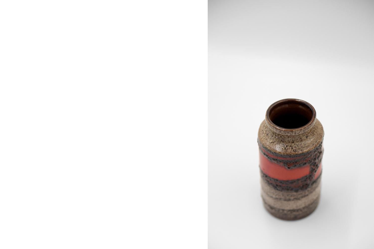 Fin du 20e siècle Vase vintage d'origine Allemagne de l'Ouest en céramique lave grasse 203/18 de Scheurich, 1970 en vente