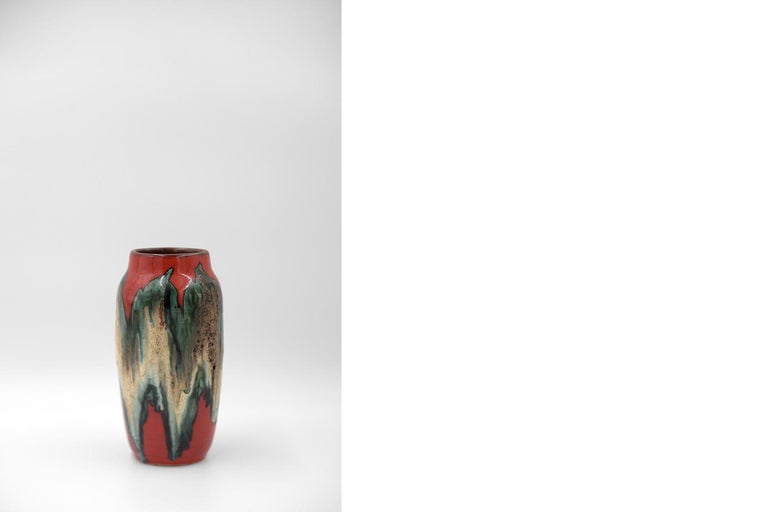 Mid-Century Modern Vintage Original West-German Ceramic Fat Lava 242-22 Vase from Scheurich, 1960s For Sale