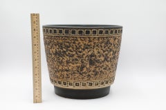 West German Ceramic Textured Black and Tan Planter