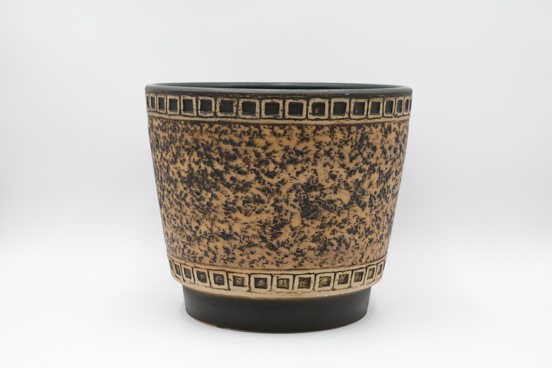 Mid-Century Modern Jardinière d'Allemagne de l'Ouest texturée noire et brun clair en vente