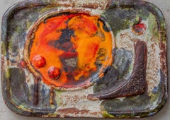 West German Ceramic Wall Plaque, Fat Lava Style, 1970s