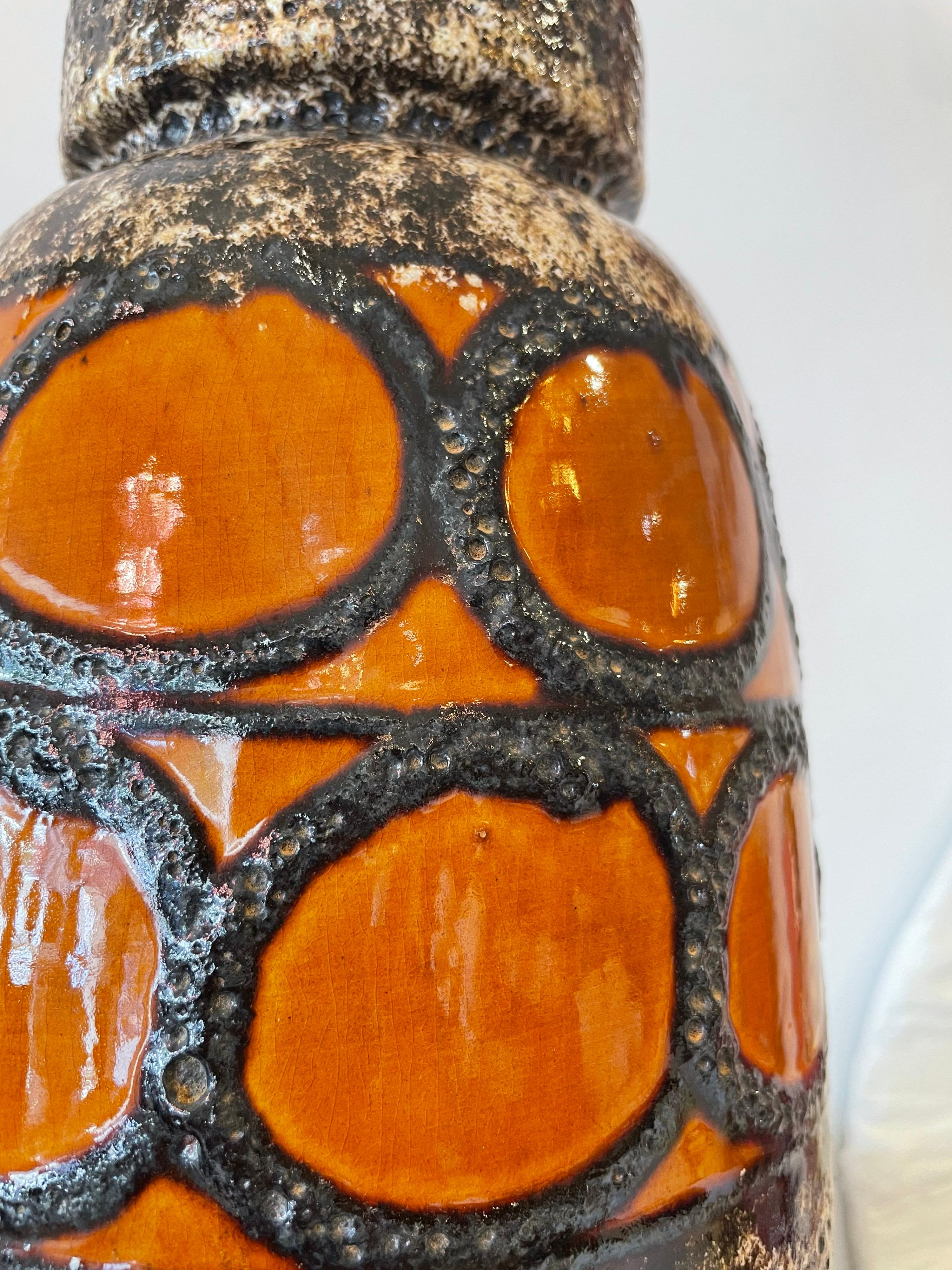 West German Fat Lava Glazed Pottery Vase In Good Condition In East Hampton, NY