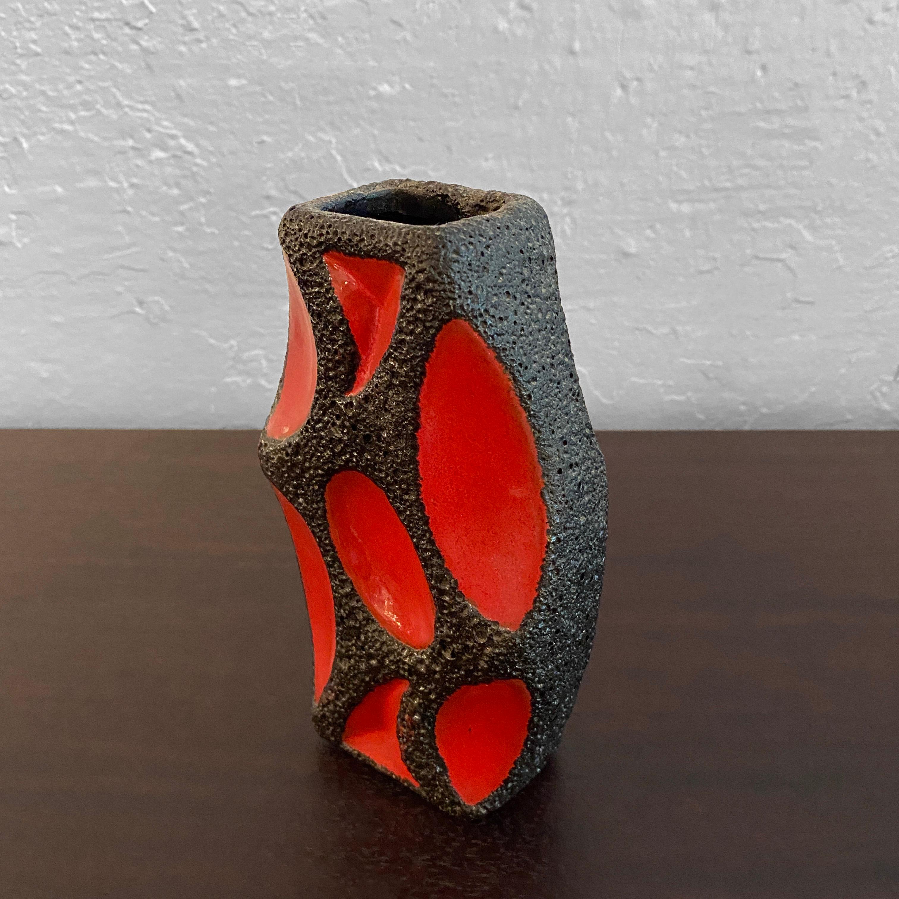 West German Fat Lava Guitar Vase by Roth Keramik In Good Condition For Sale In Brooklyn, NY