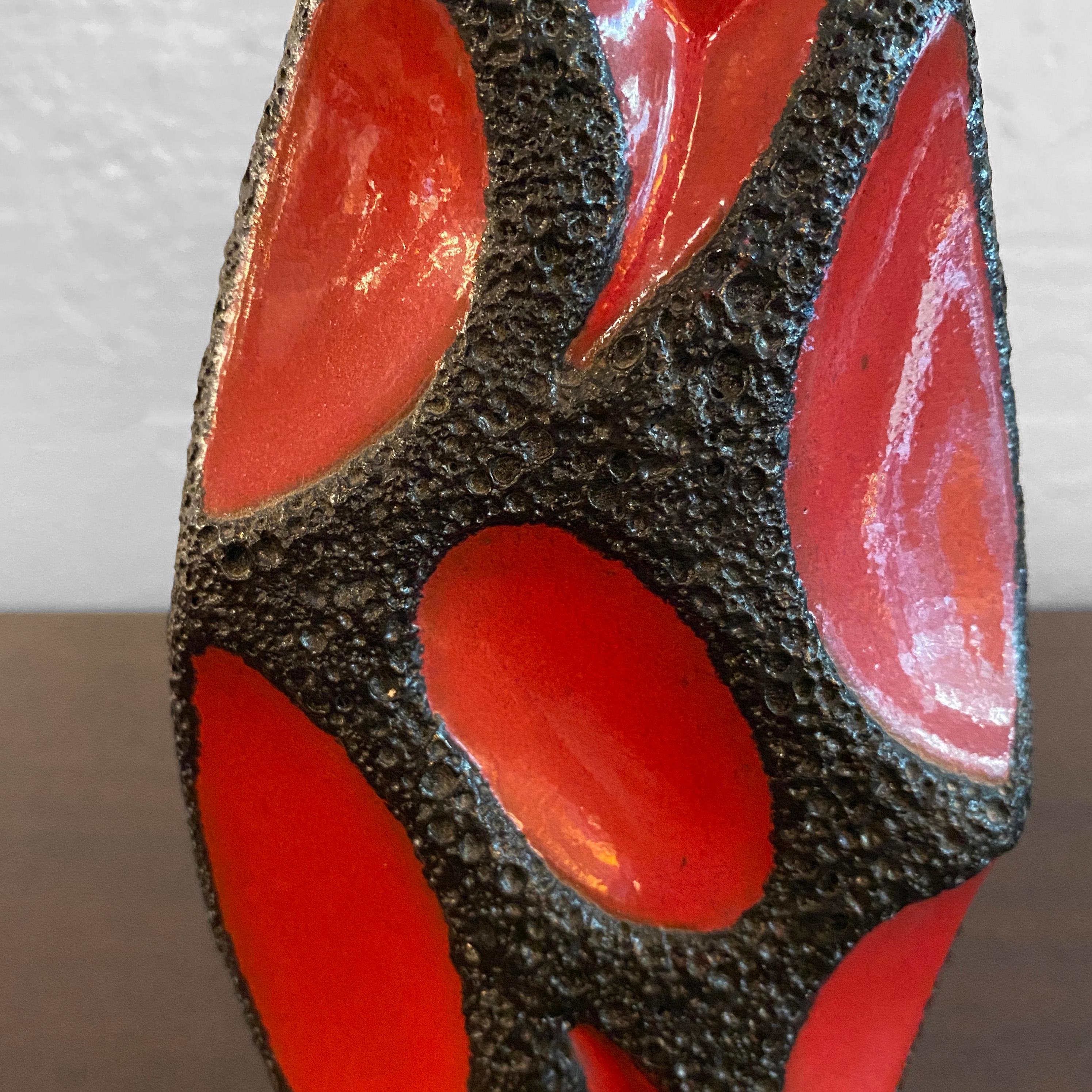 Ceramic West German Fat Lava Guitar Vase by Roth Keramik For Sale