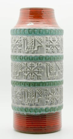 West German Floor Vase Bay Pottery, Designed by Bodo Mans, Signed, circa 1967