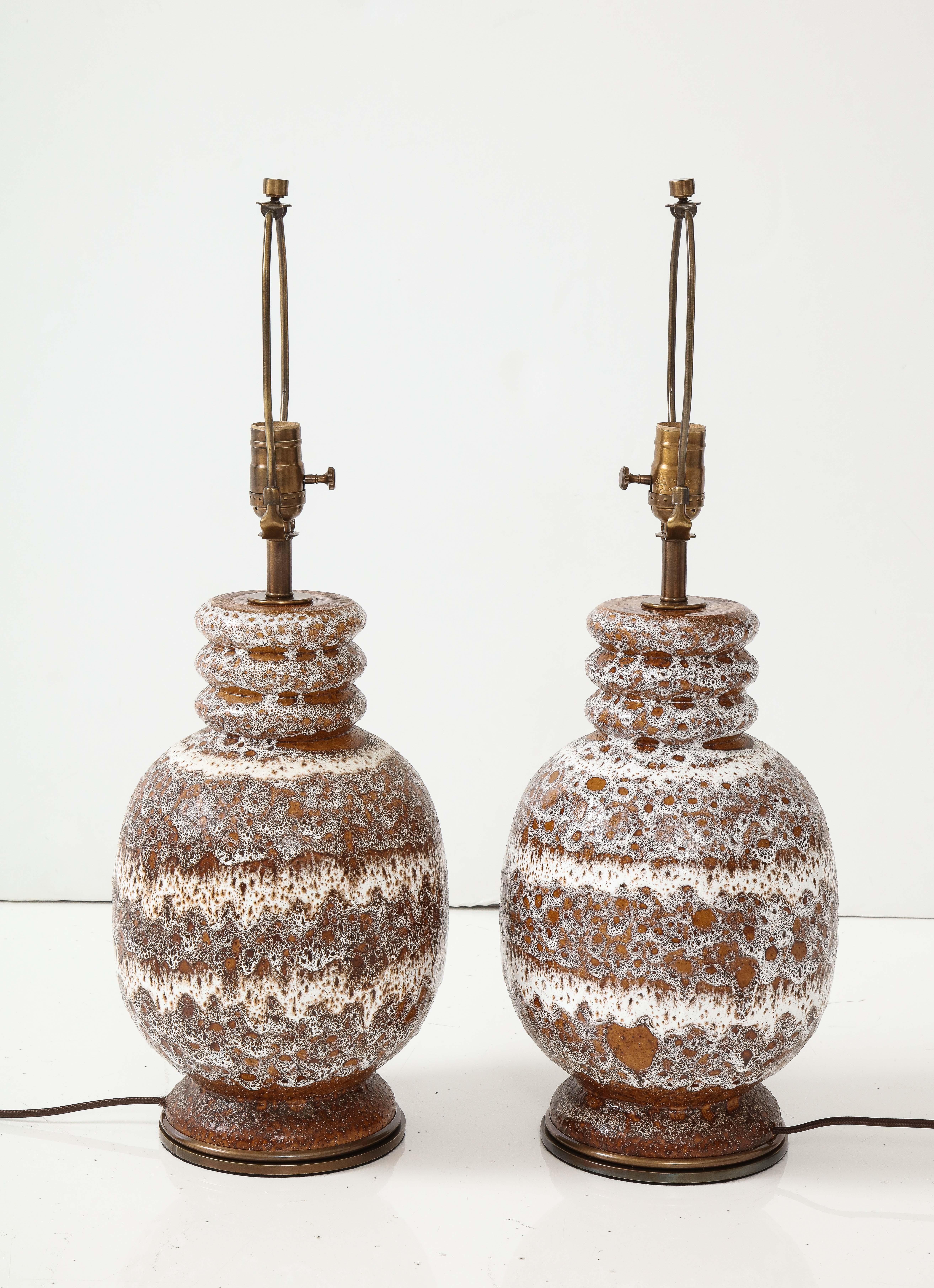 Mid-Century Modern West German Froth Glazed Ceramic Lamps For Sale