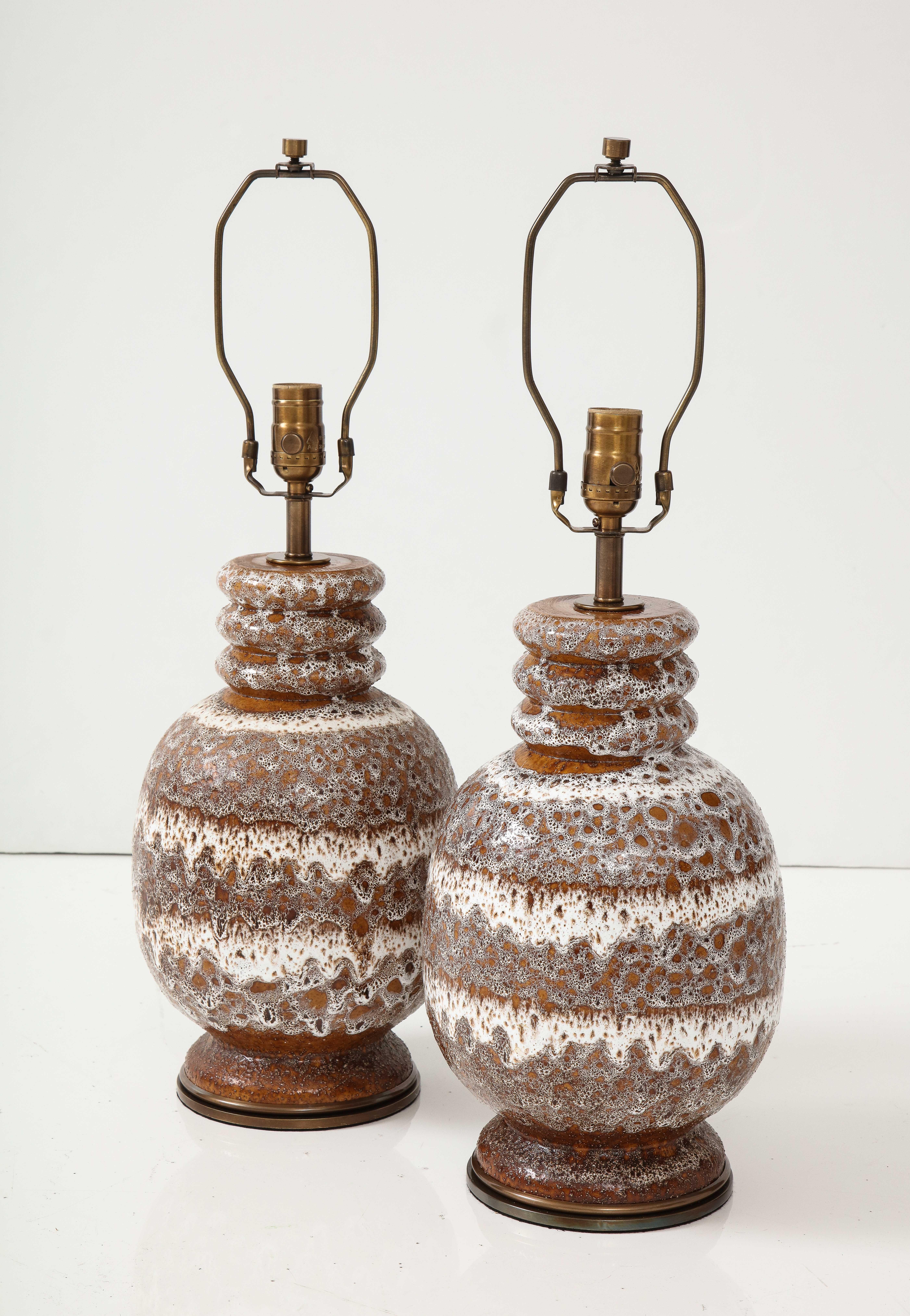 20th Century West German Froth Glazed Ceramic Lamps For Sale