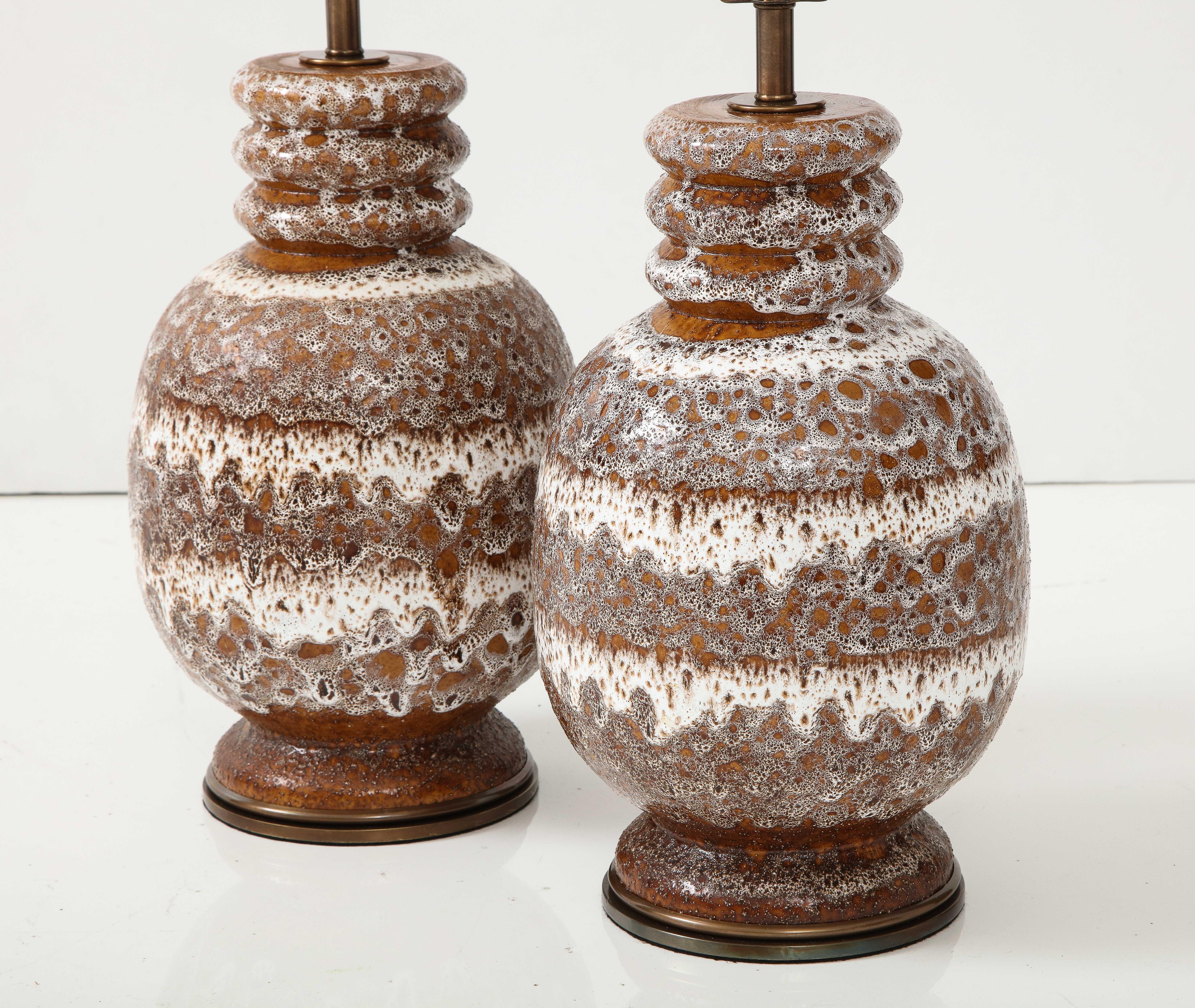 West German Froth Glazed Ceramic Lamps For Sale 1
