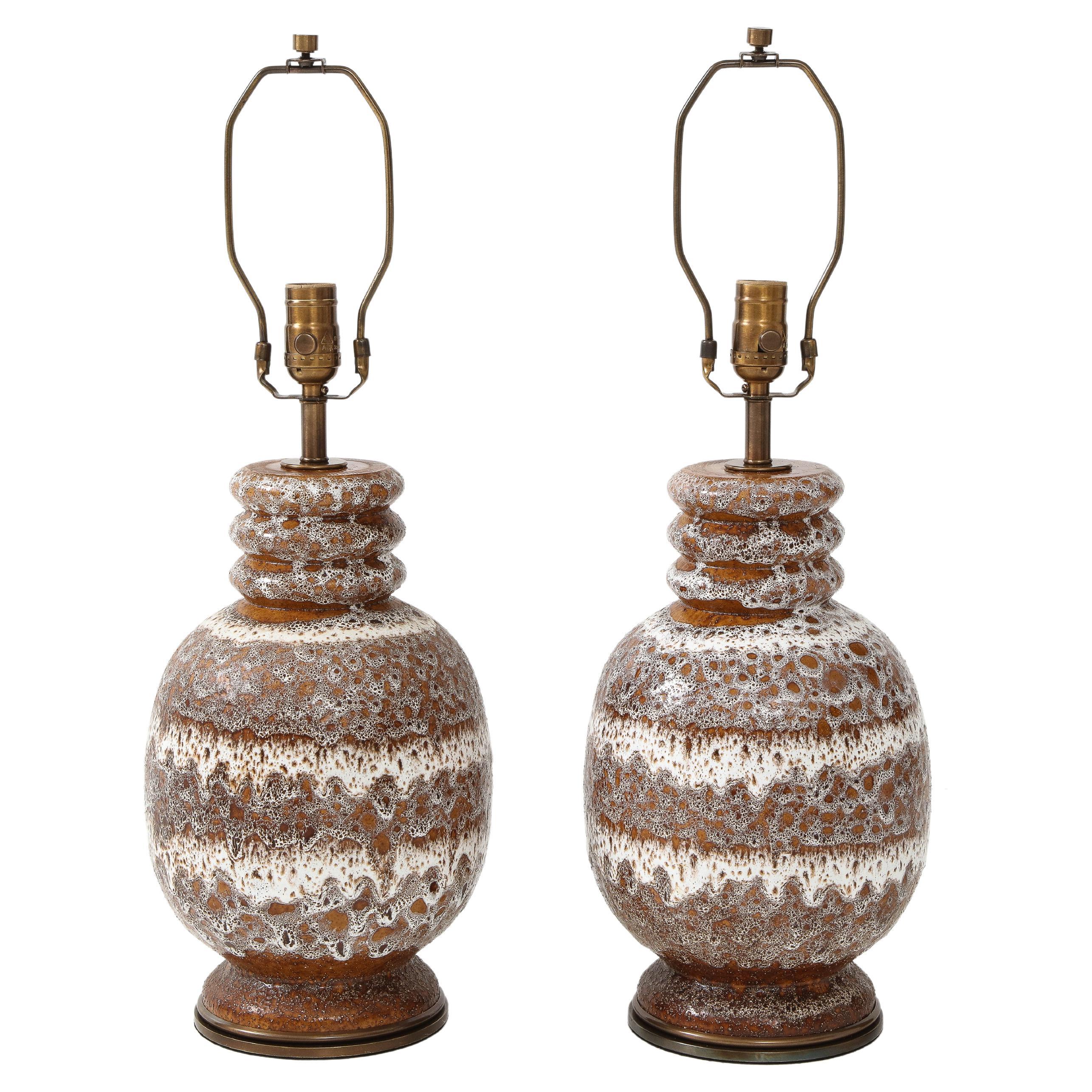 West German Froth Glazed Ceramic Lamps