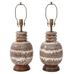 West German Froth Glazed Ceramic Lamps