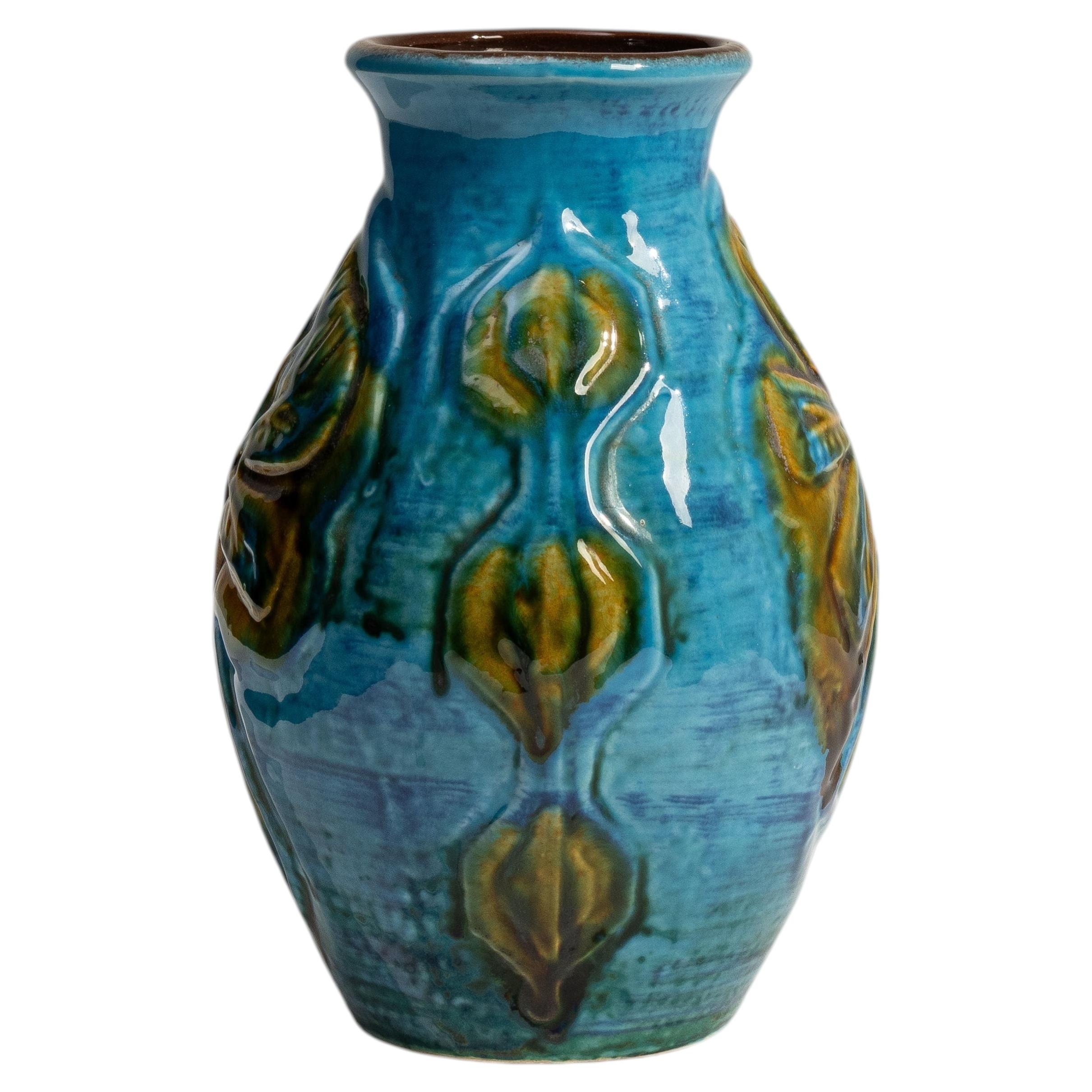 Vaso in ceramica smaltata della Germania Ovest, design degli anni '60, oggetto d'arte funzionale
