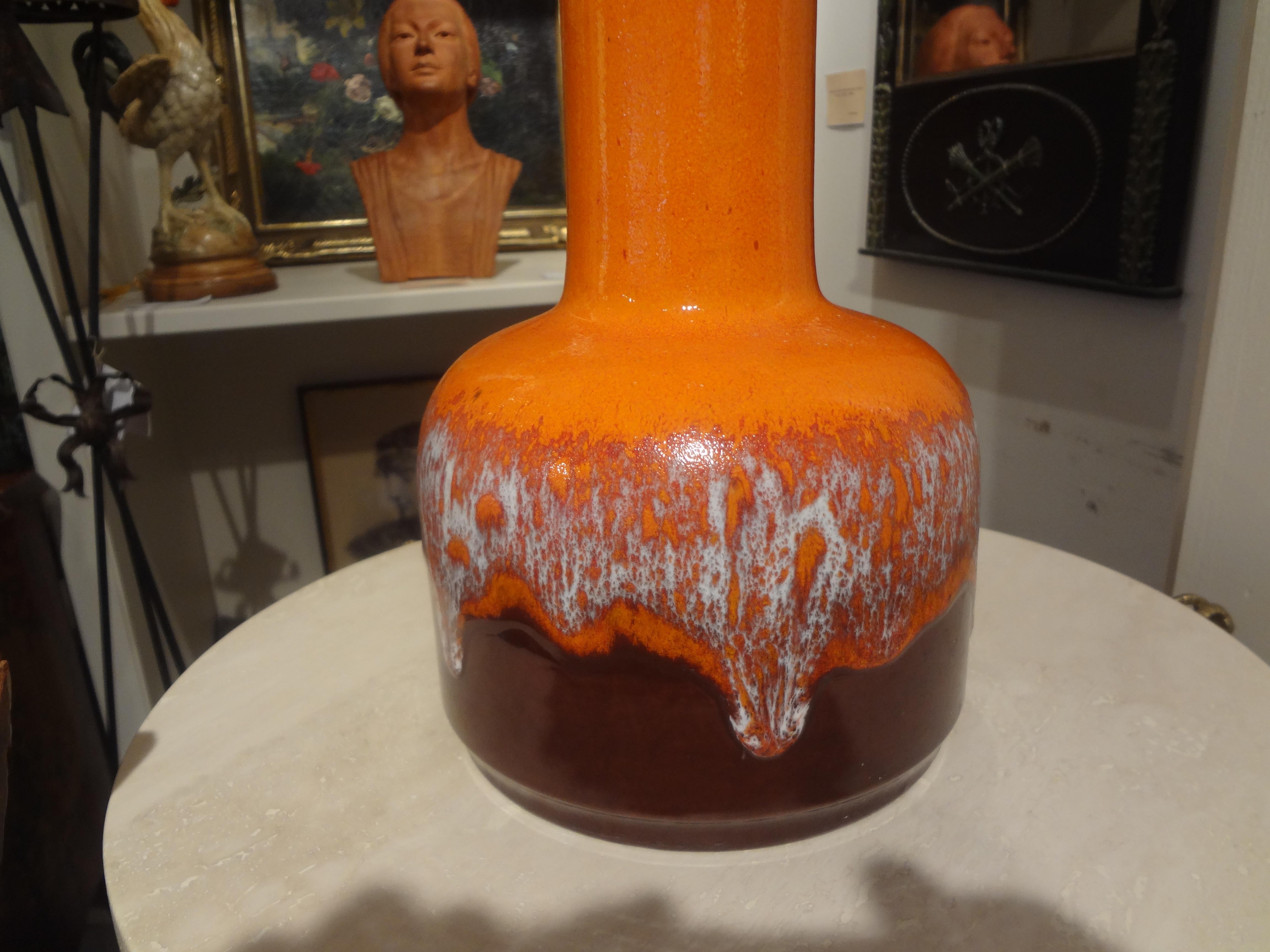 Mid-Century Modern Vase en céramique émaillée d'Allemagne de l'Ouest par Jasba en vente