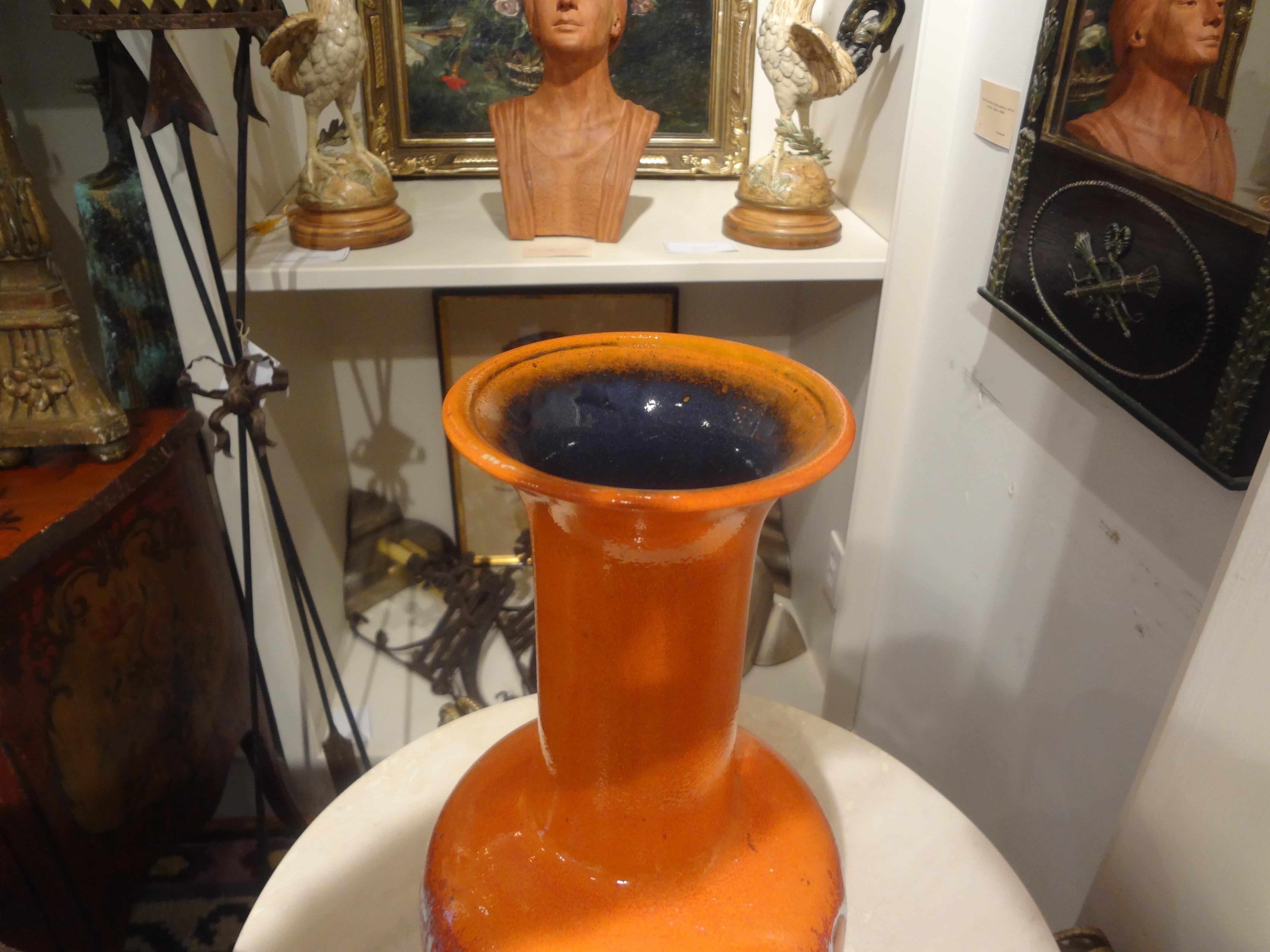 West German Glazed Ceramic Vase by Jasba In Good Condition For Sale In Houston, TX