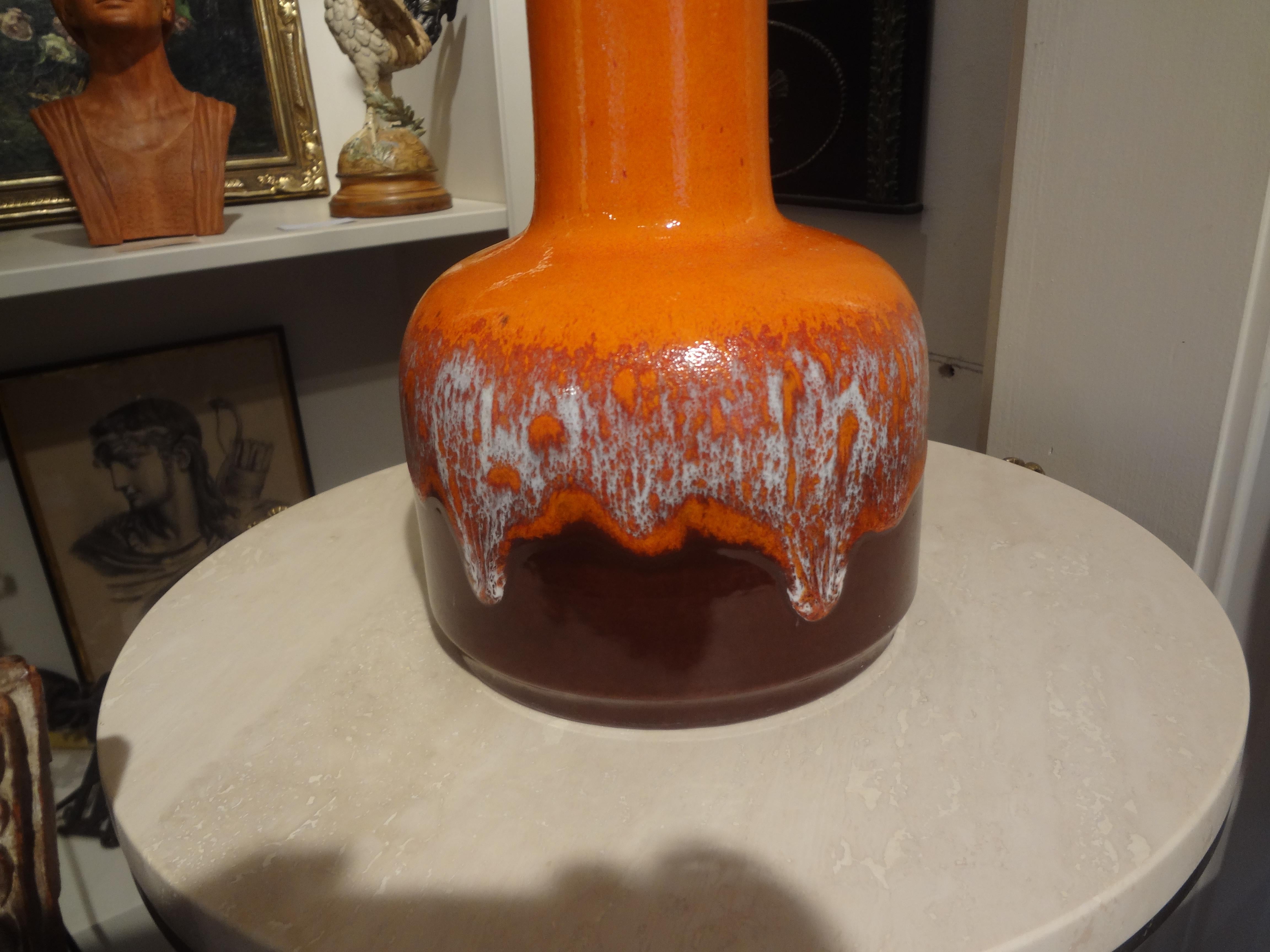 Mid-20th Century West German Glazed Ceramic Vase by Jasba For Sale