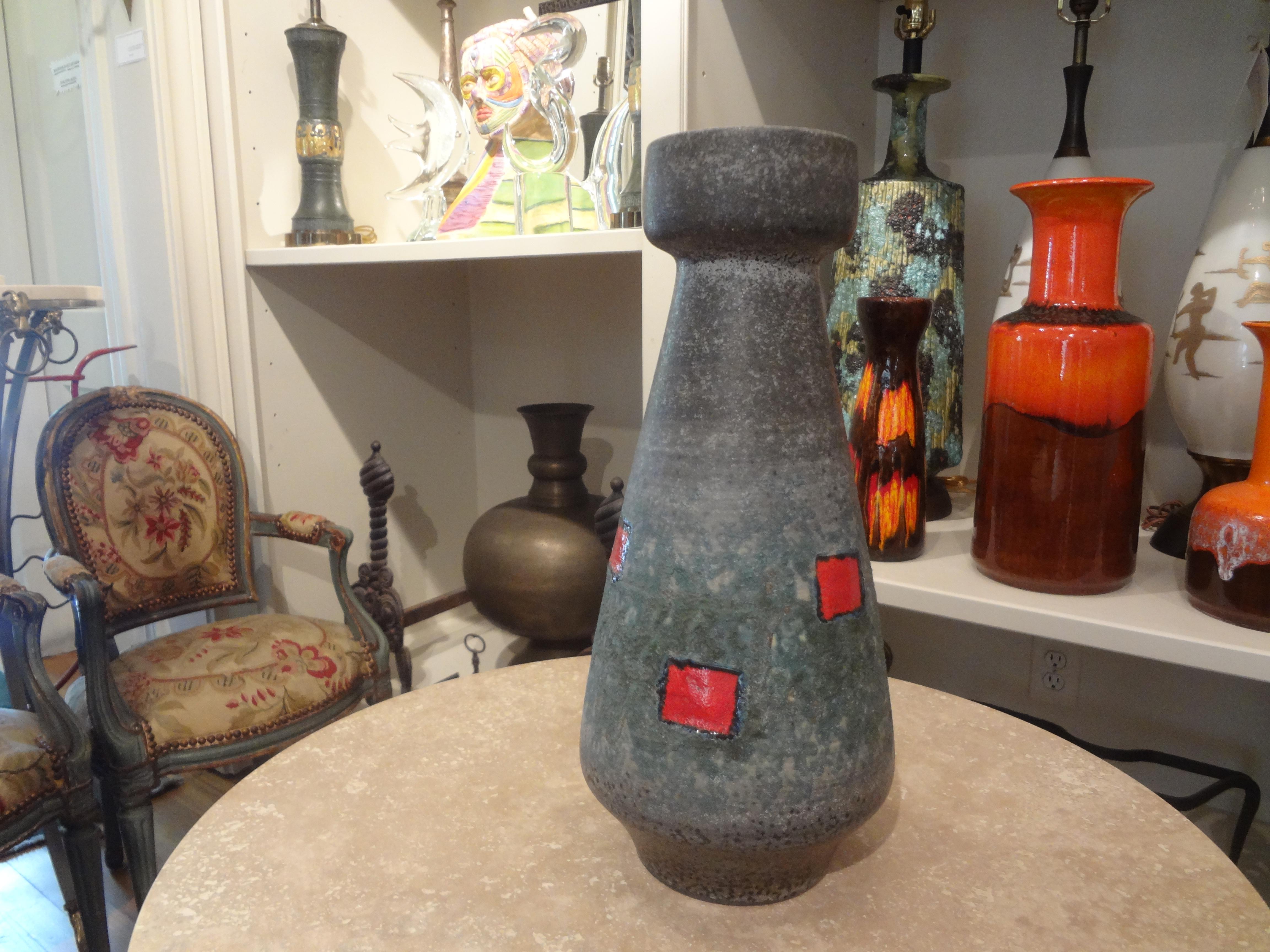 West German Glazed Pottery Vase In Good Condition For Sale In Houston, TX