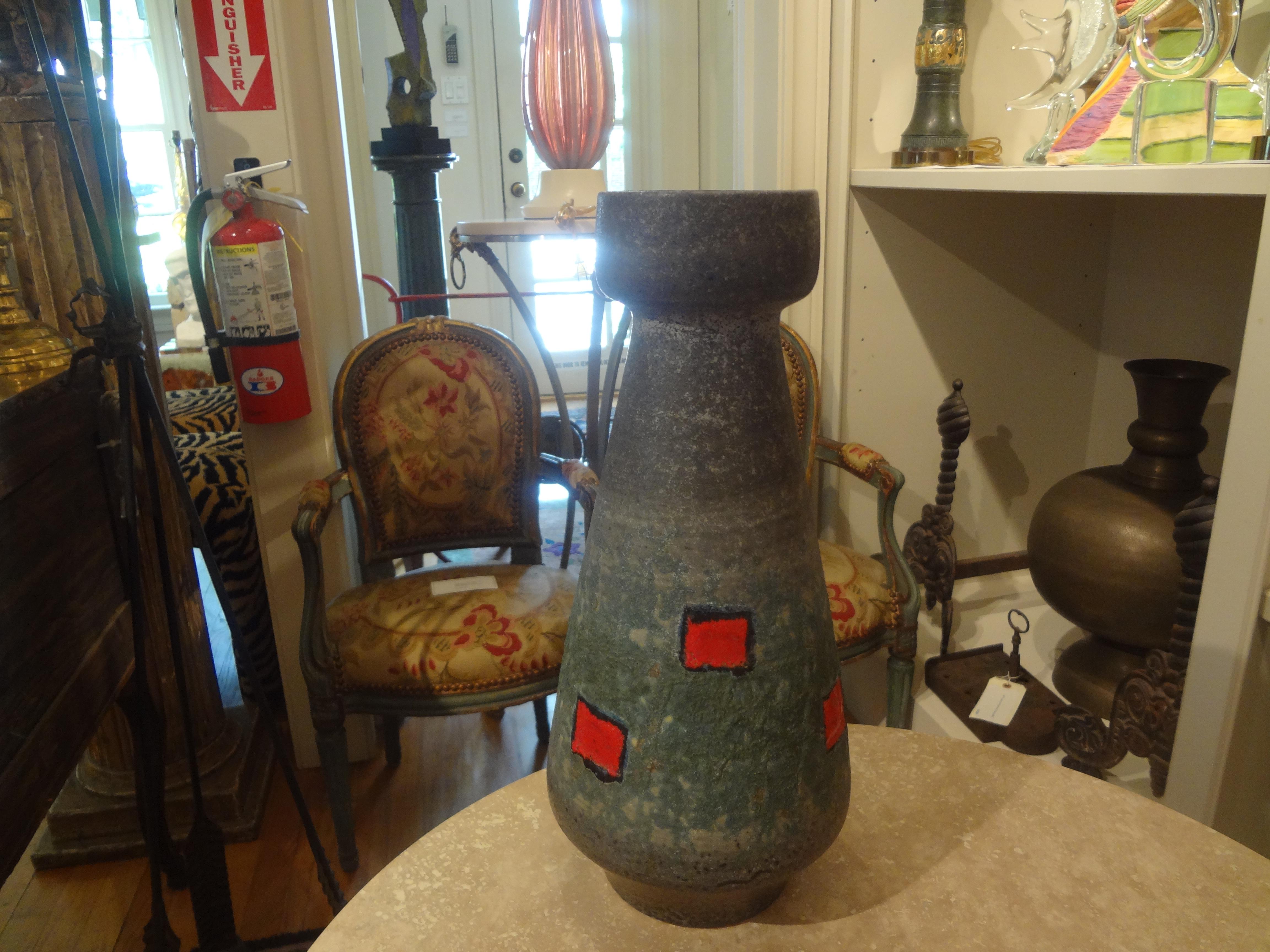 West German Glazed Pottery Vase For Sale 1