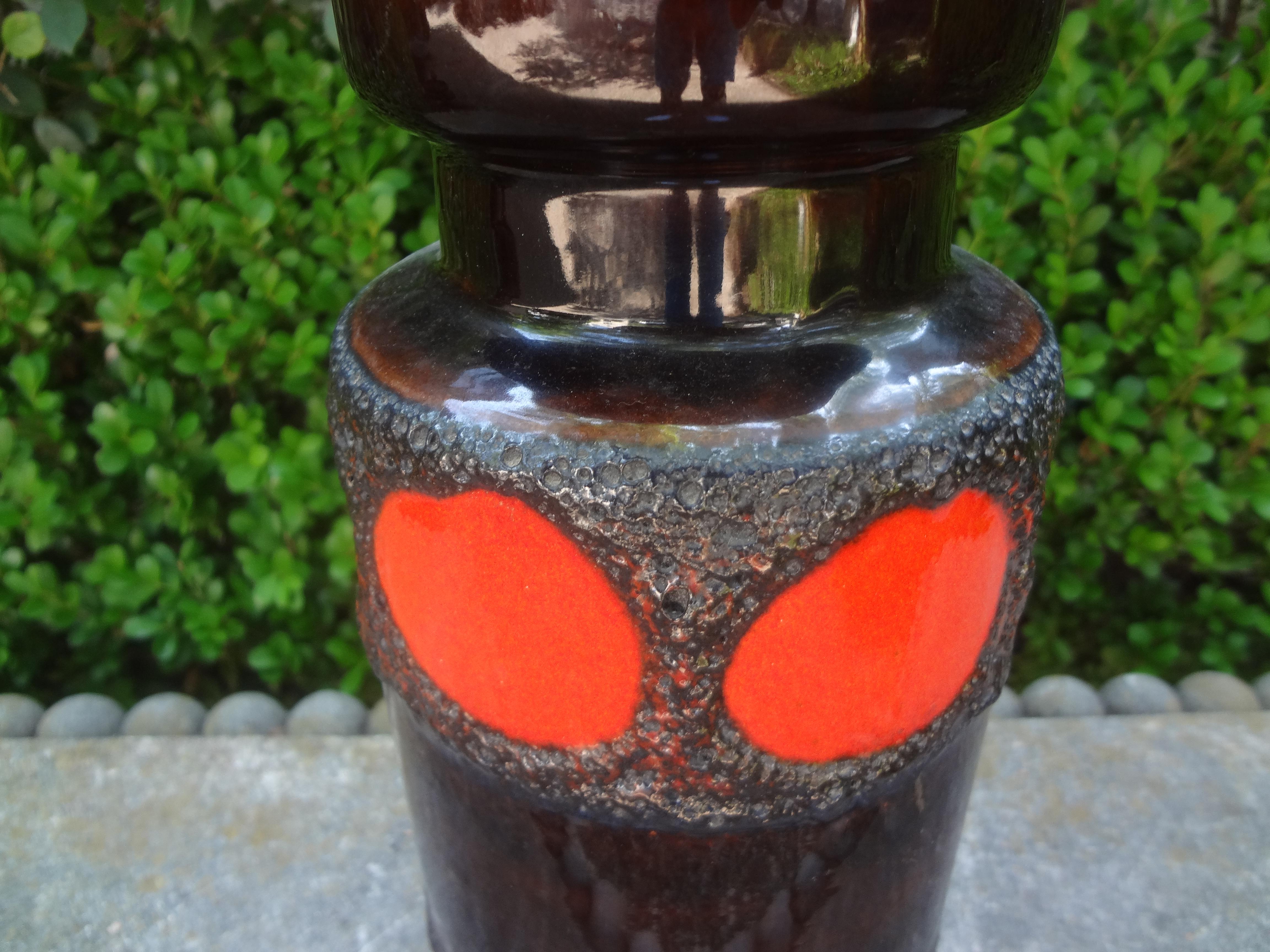 Mid-20th Century West German Glazed Pottery Vase with a Geometric Design For Sale