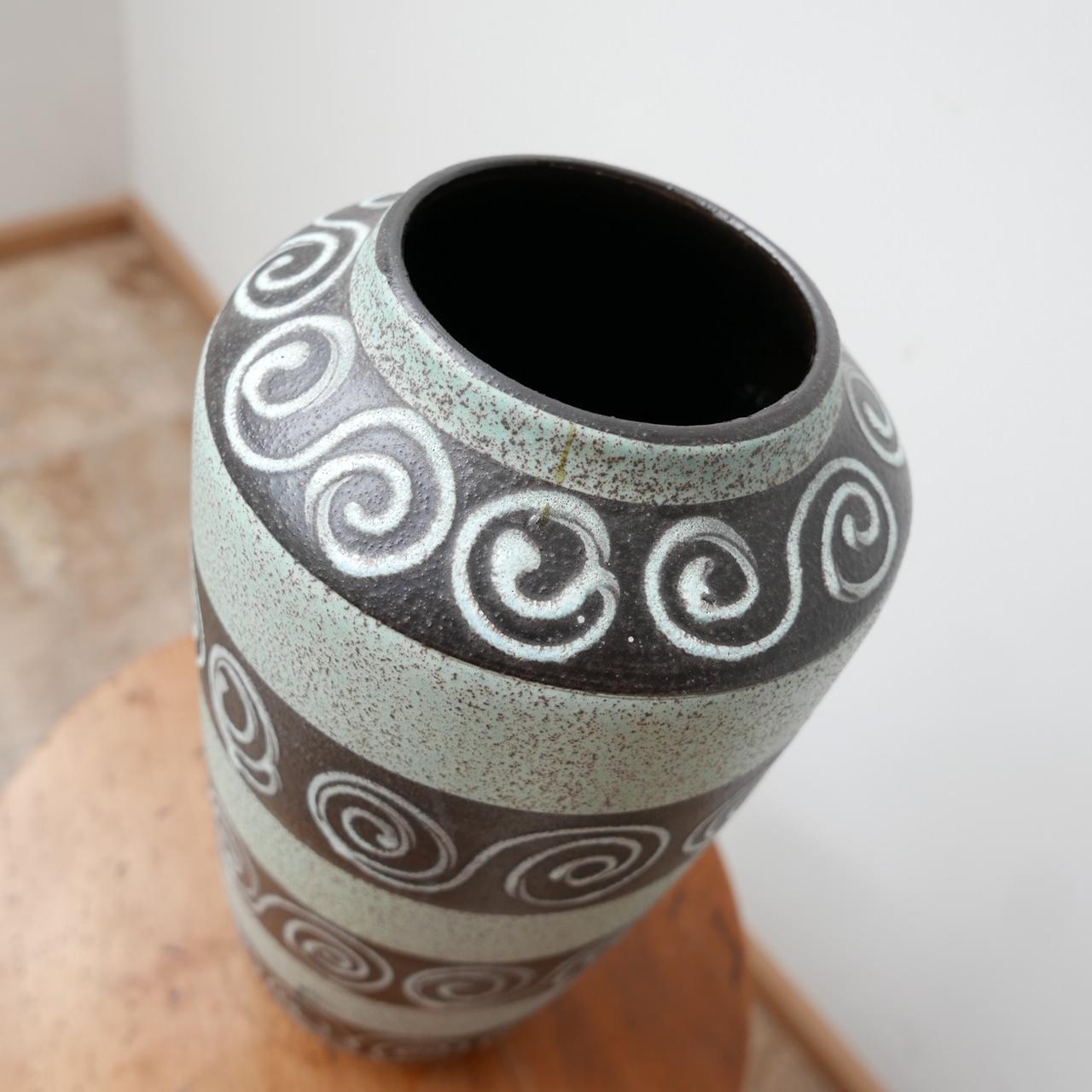 20th Century West German Green Ceramic Mid-Century Vase For Sale