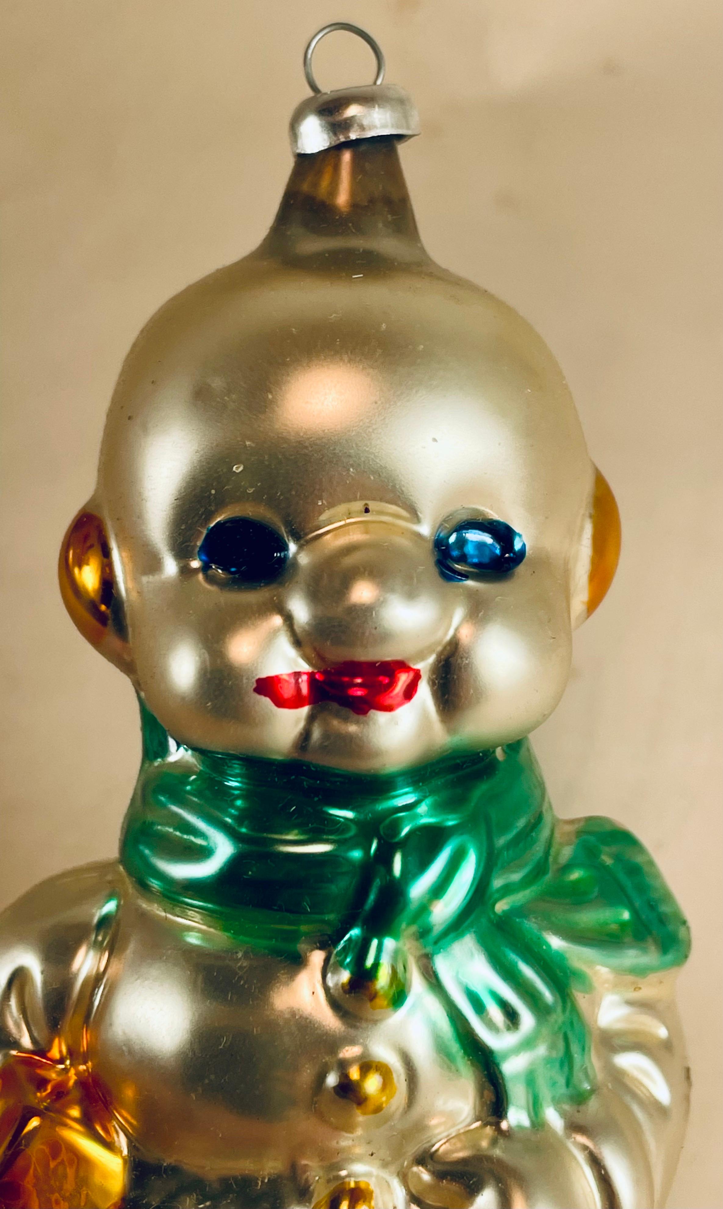 Ornamento per albero di Natale in vetro soffiato a mano della Germania Occidentale con pupazzo di neve Greene & Greene in vendita 1