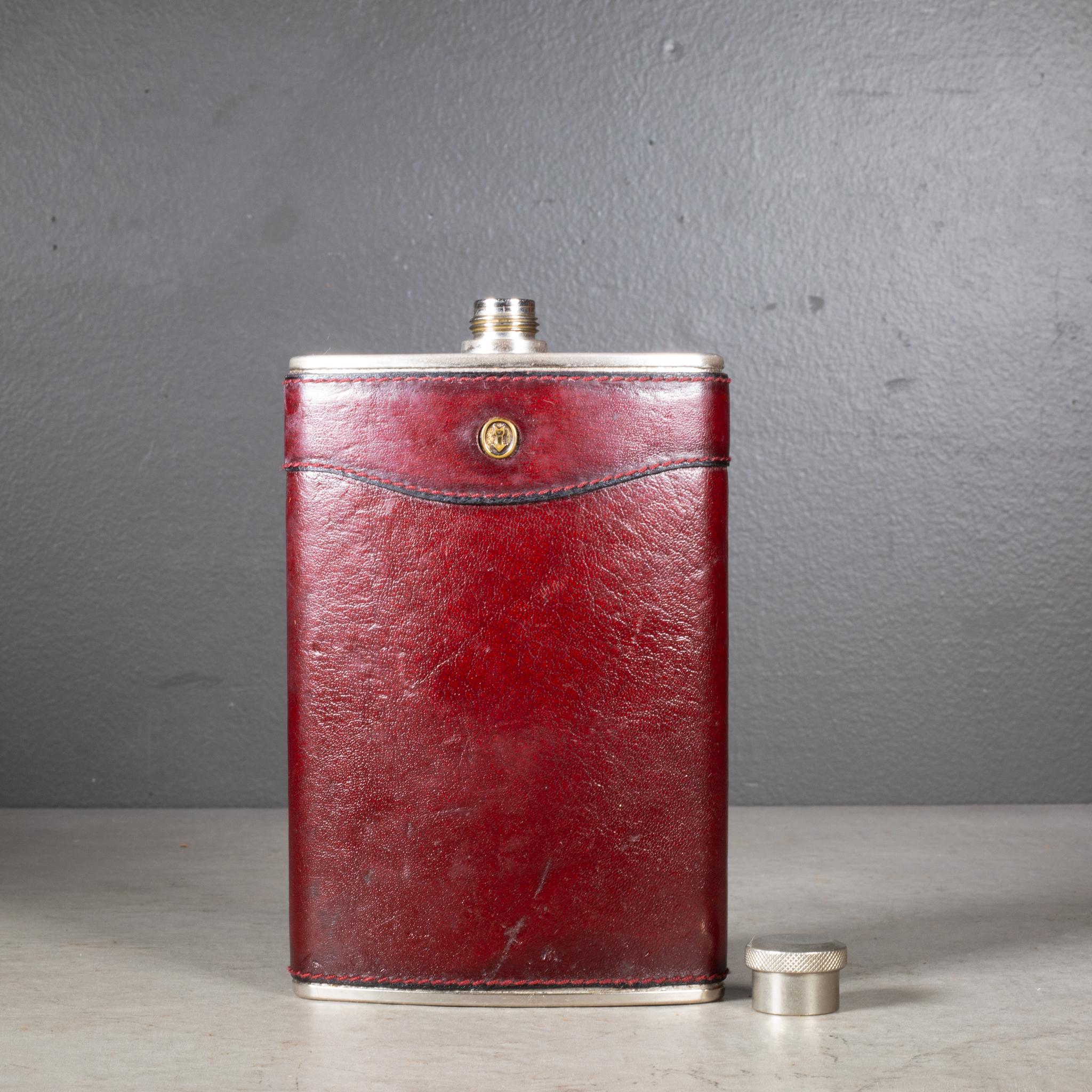 Westdeutscher Leder-Hip Flask für Saks Fifth Avenue, ca. 1960 im Angebot 1