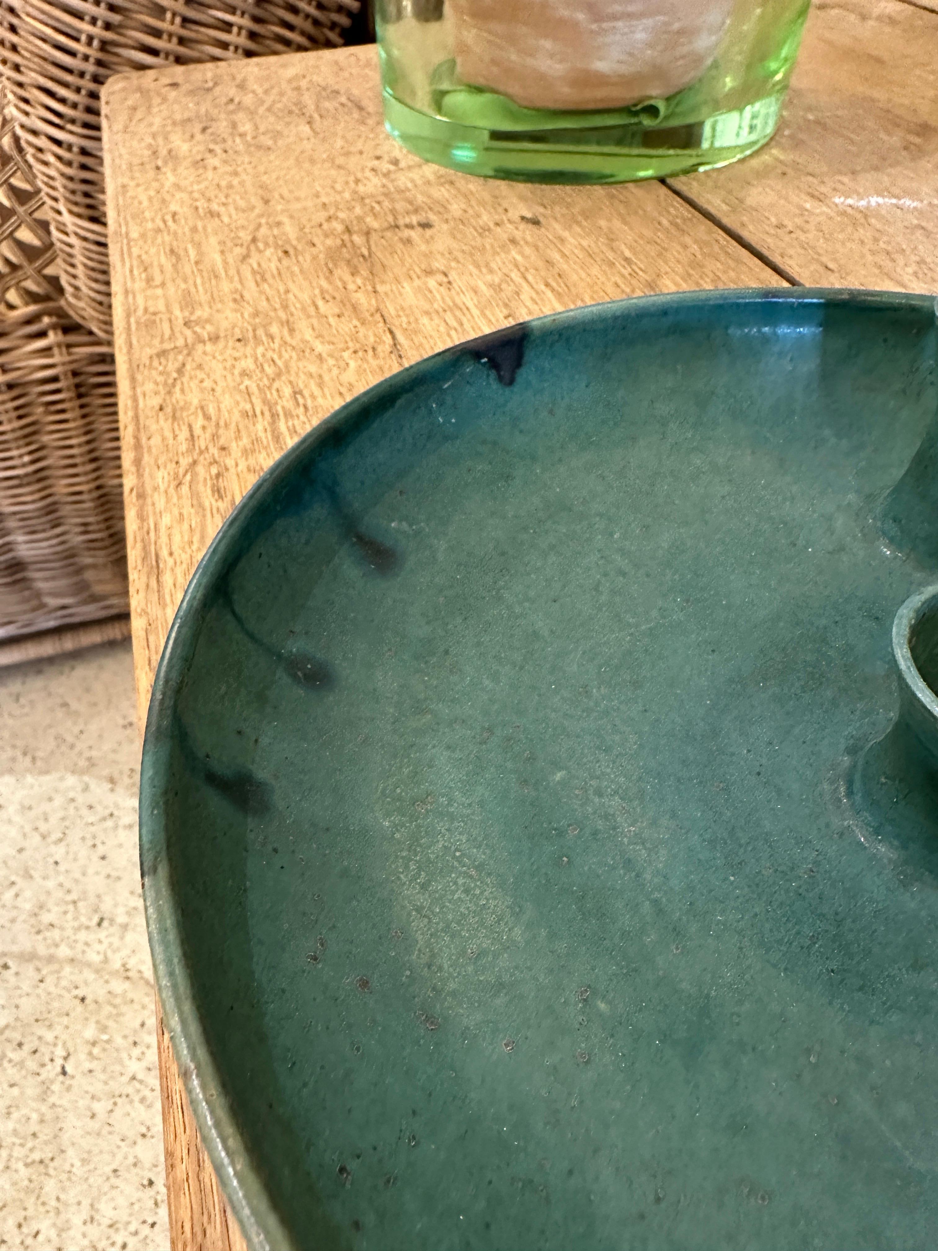 West German Matte Green Pottery Bud Vase/ Bowl For Sale 3