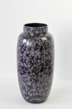 Westdeutsche Bodenvase aus der Jahrhundertmitte mit schwarzer und grauer Lavaglasur von Scheurich, ca. 1970er Jahre