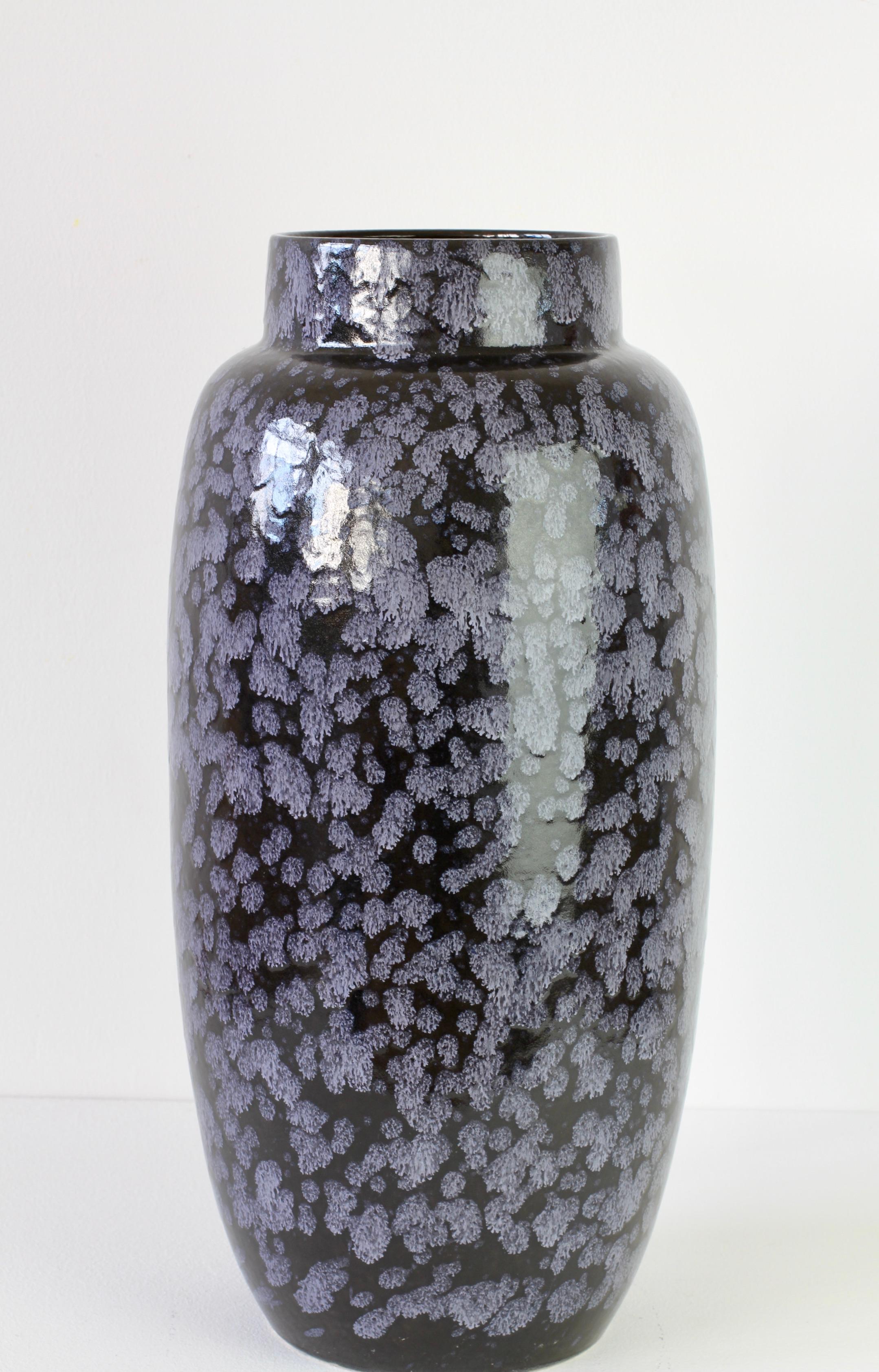 Mid-Century Modern West German Mid-Century Black & Grey Lava Glaze Floor Vase by Scheurich c. 1970s