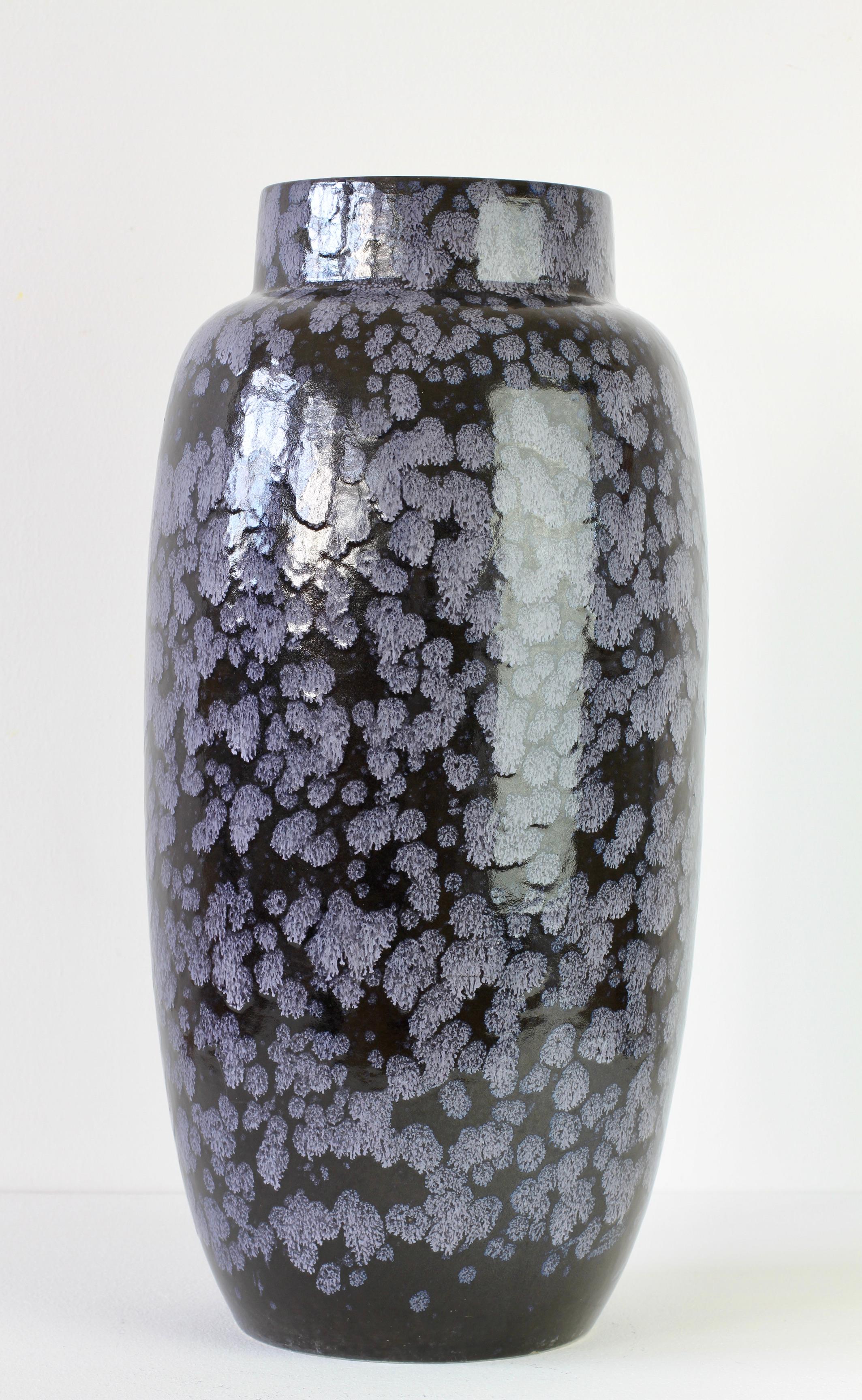 20th Century West German Mid-Century Black & Grey Lava Glaze Floor Vase by Scheurich c. 1970s