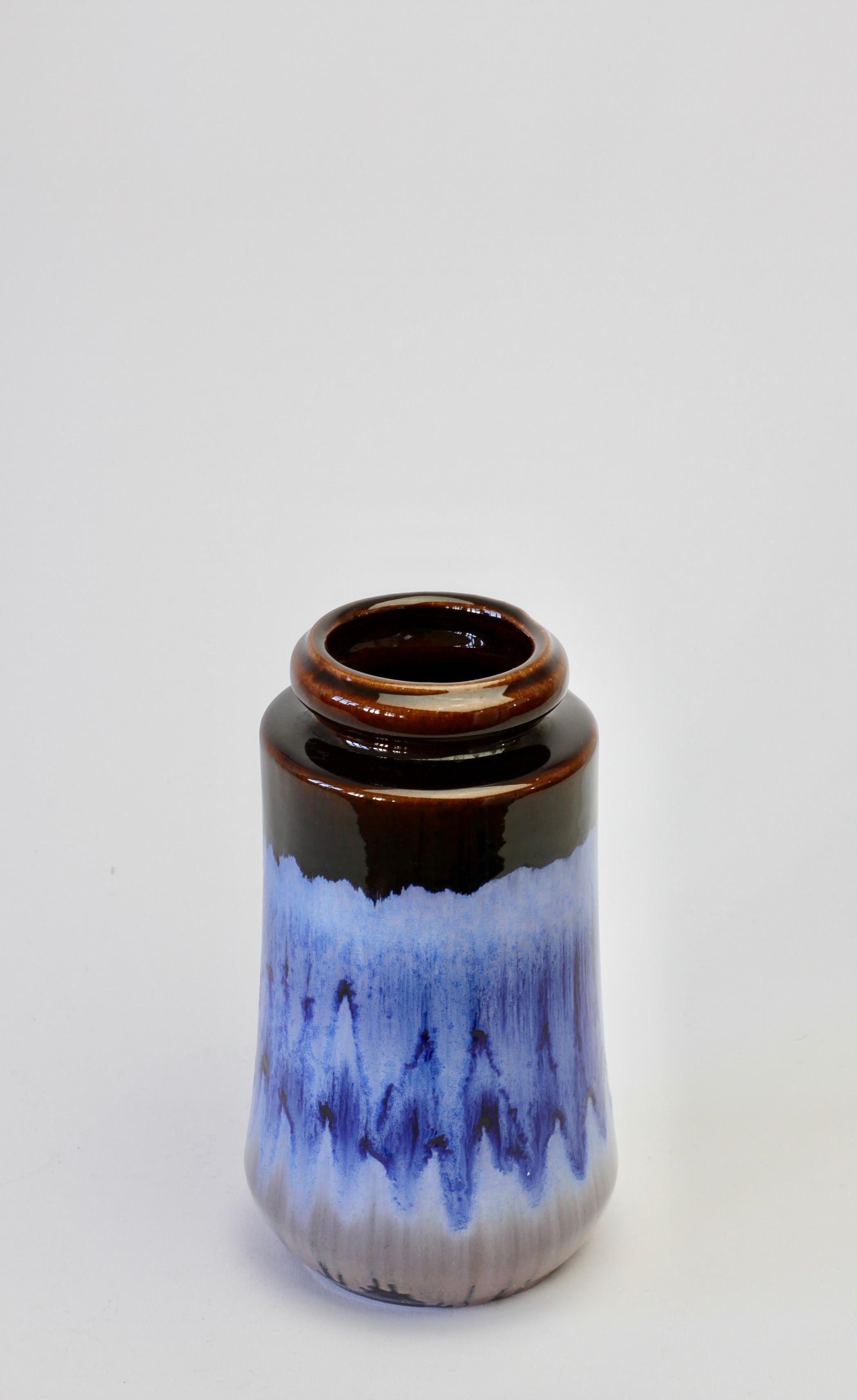 Mid-Century Modern West German Midcentury Blue Lava Drip Glaze Vase by Scheurich, circa 1965 For Sale