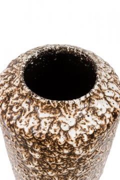 West German Mid-Century Brown and Beige Bubbled Fat Lava Glazed Ceramic Vase