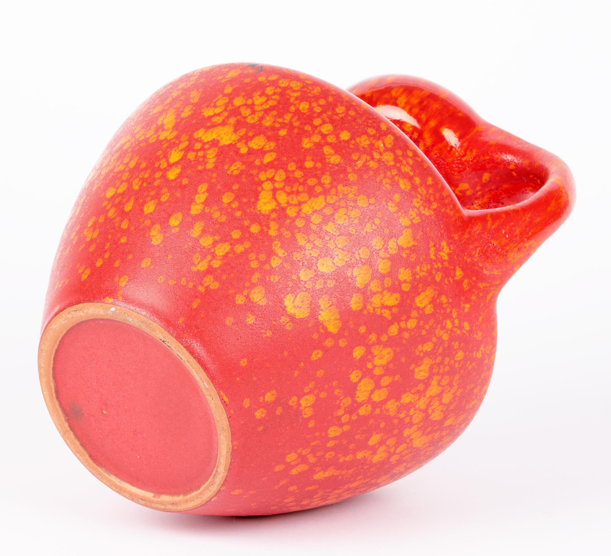 West German Midcentury Stylish Red Glazed Twin Handled Vase For Sale 5