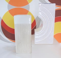 West German Modernist Space Age White Craquelee Ceramic Vase/Sculpture Late 1950