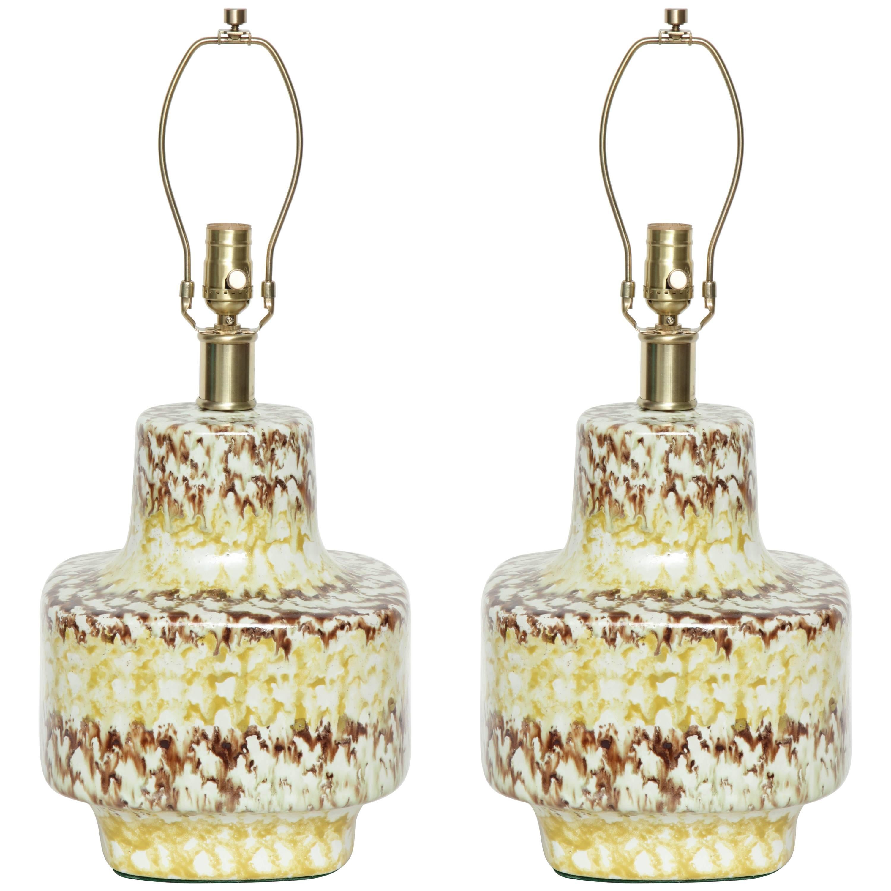 West German Mottled Glazed Lamps
