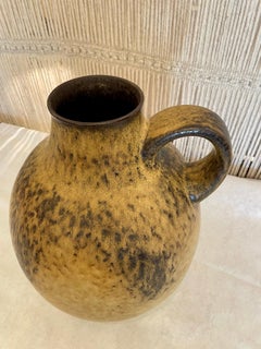West German Oversized and Heavy Pottery Vase with Handle