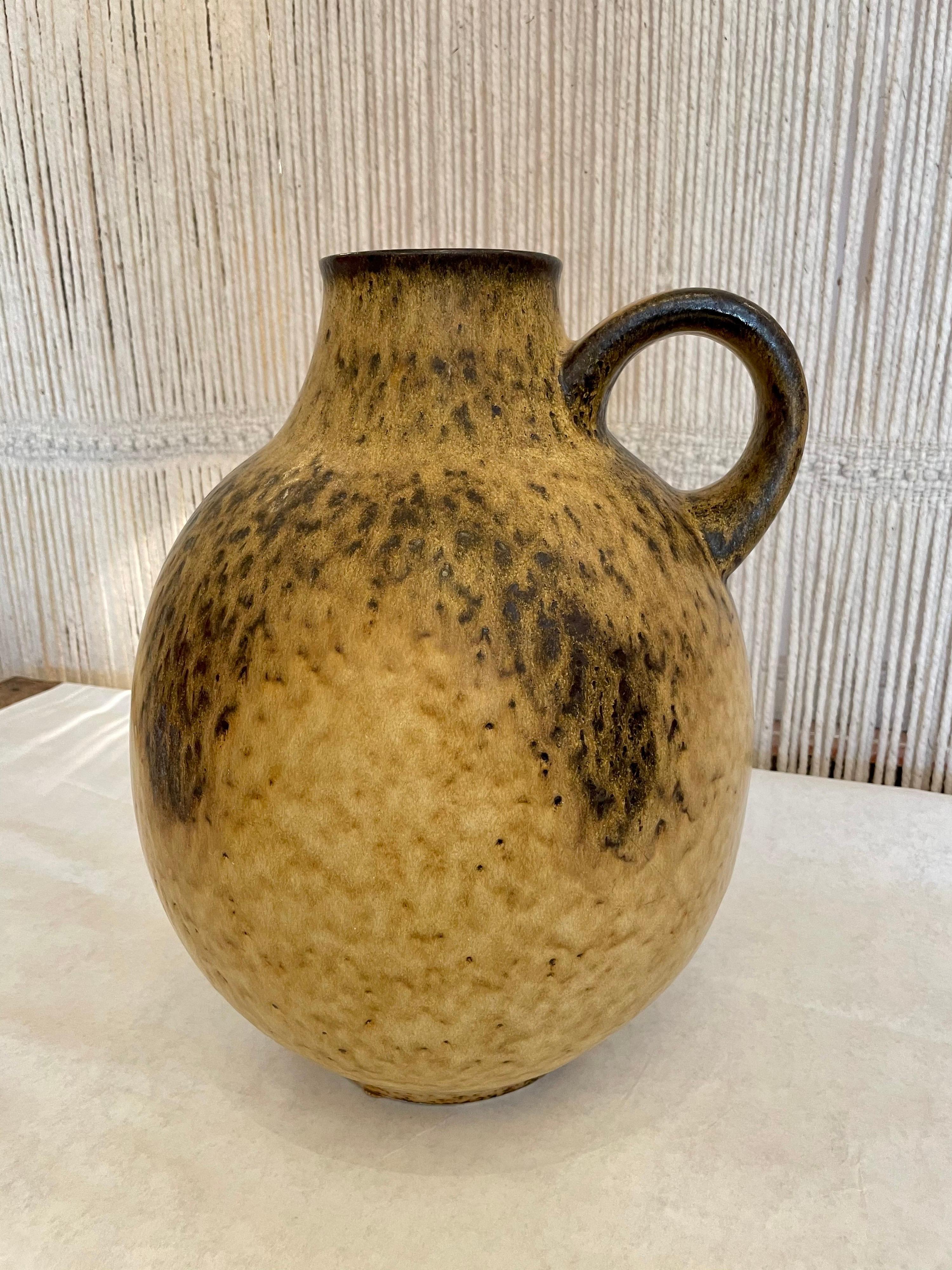 West German Oversized and Heavy Pottery Vase with Handle 3