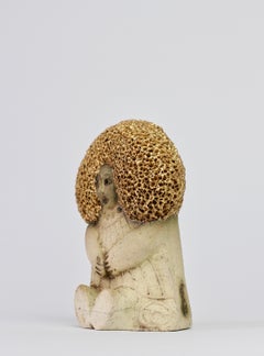 West German Pottery Figurine Women with Golden Afro by Y-Keramik, circa 1980s