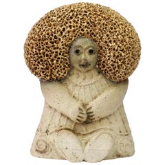West German Pottery Figurine Women with Golden Afro by Y-Keramik, circa 1980s
