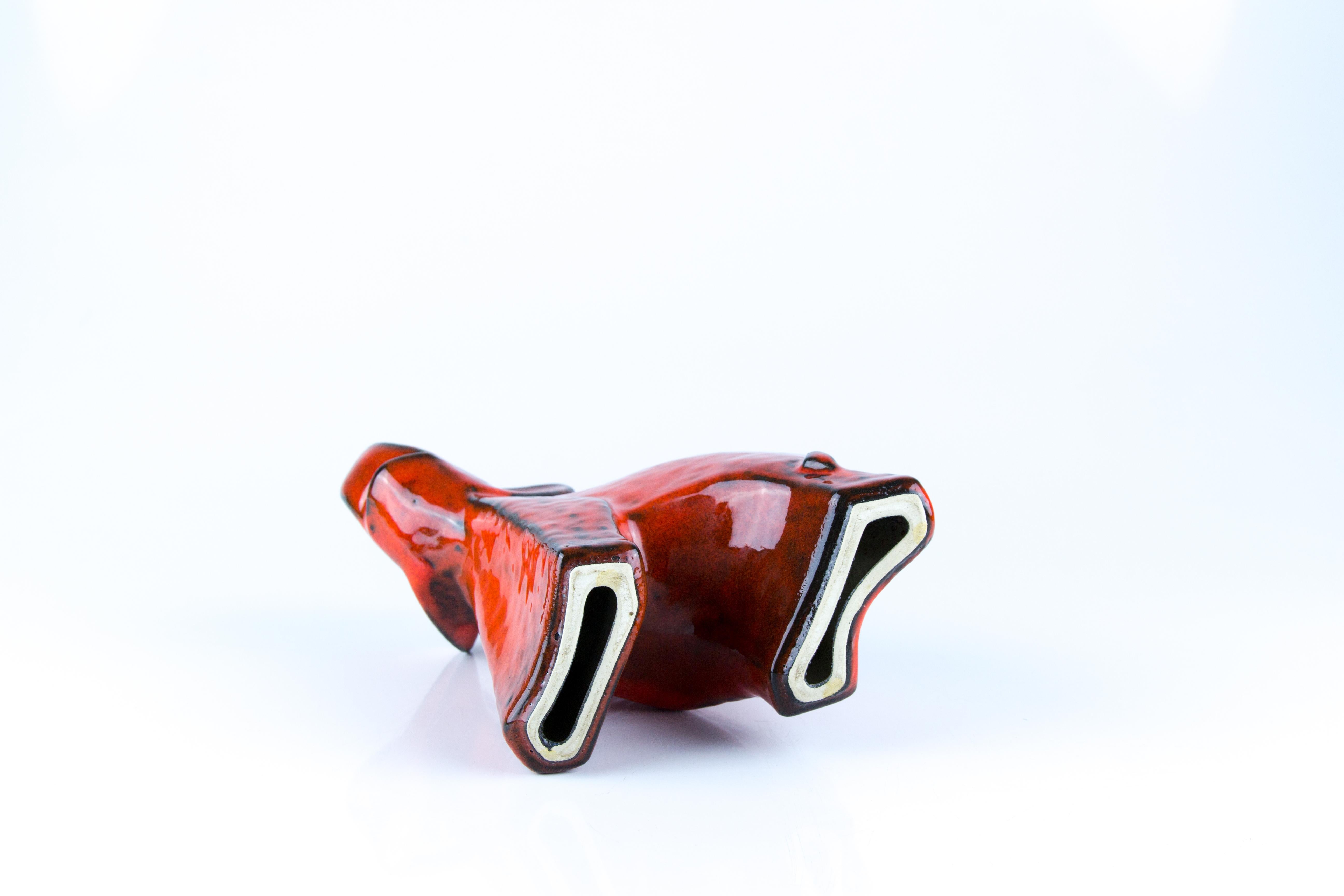West German Pottery Red Glazed Ceramic Elephant Figurine by Bay Keramik, 1960s 4