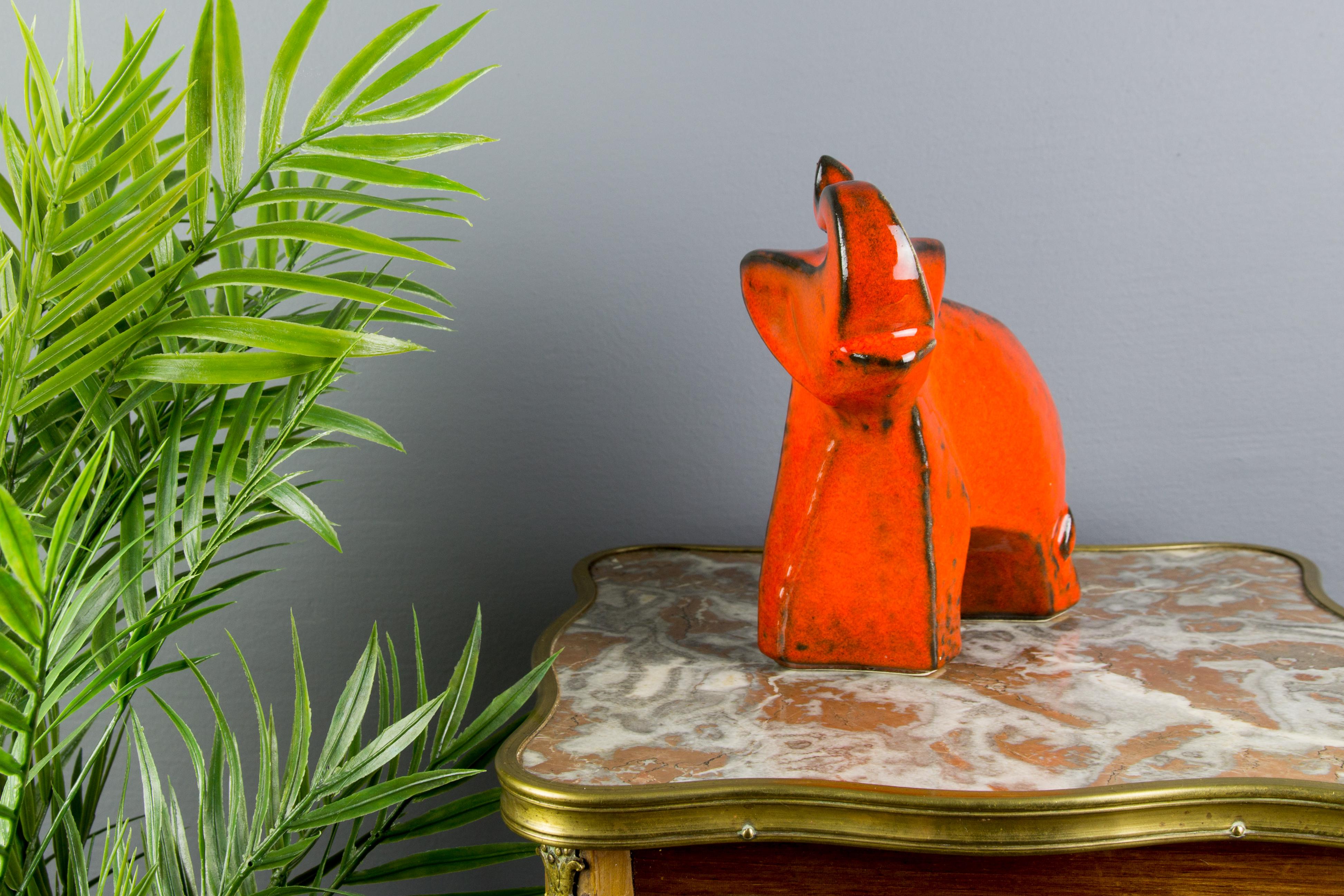 West German Pottery Red Glazed Ceramic Elephant Figurine by Bay Keramik, 1960s 7