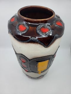 West German Pottery Vase, Ceramic, 38cm Height, Circa 1960, Decorative